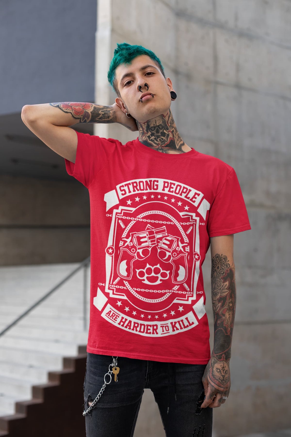 Men's Red Round Neck T-shirts