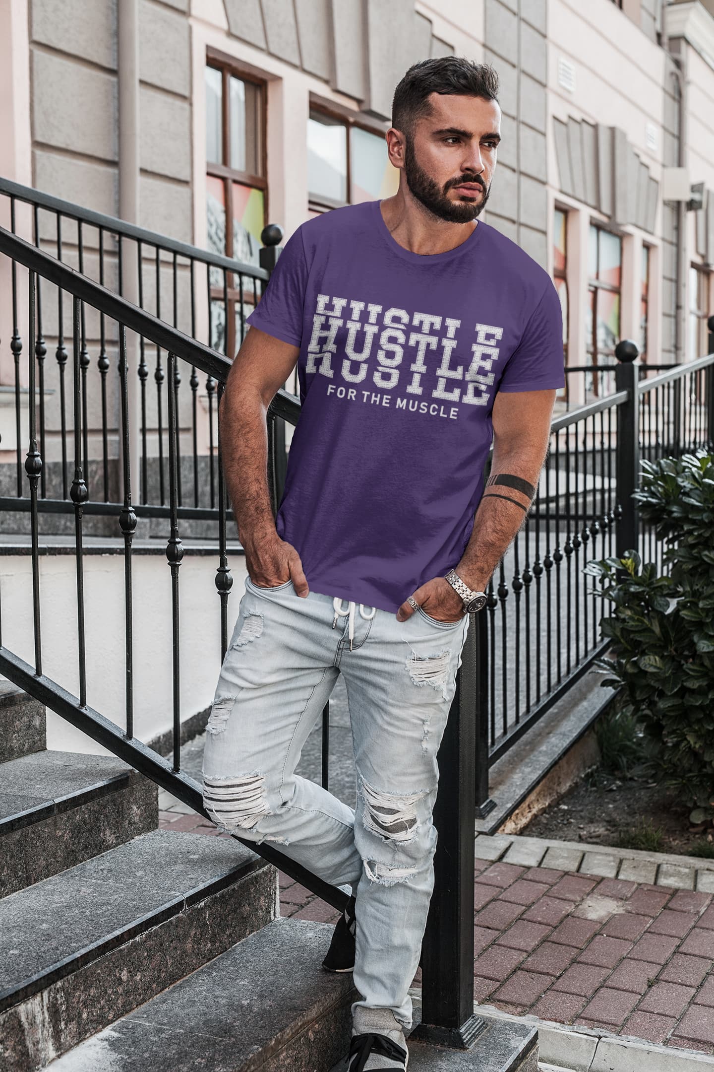 Men's Purple Round Neck T-shirts