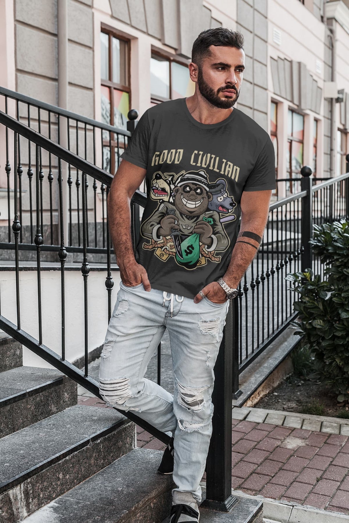 Karavirs® Standard Black graphic tee for men India