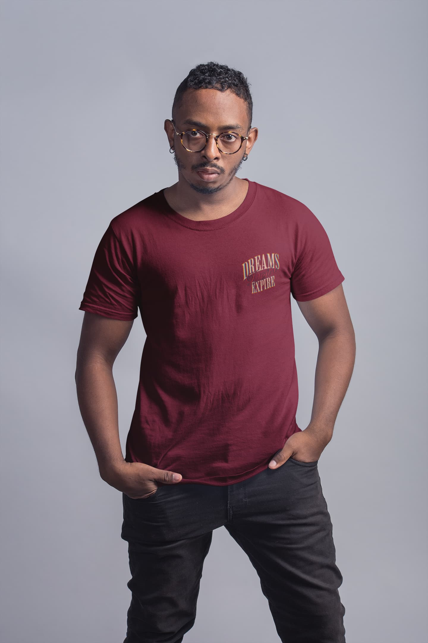 Men's Maroon Round Neck T-shirts