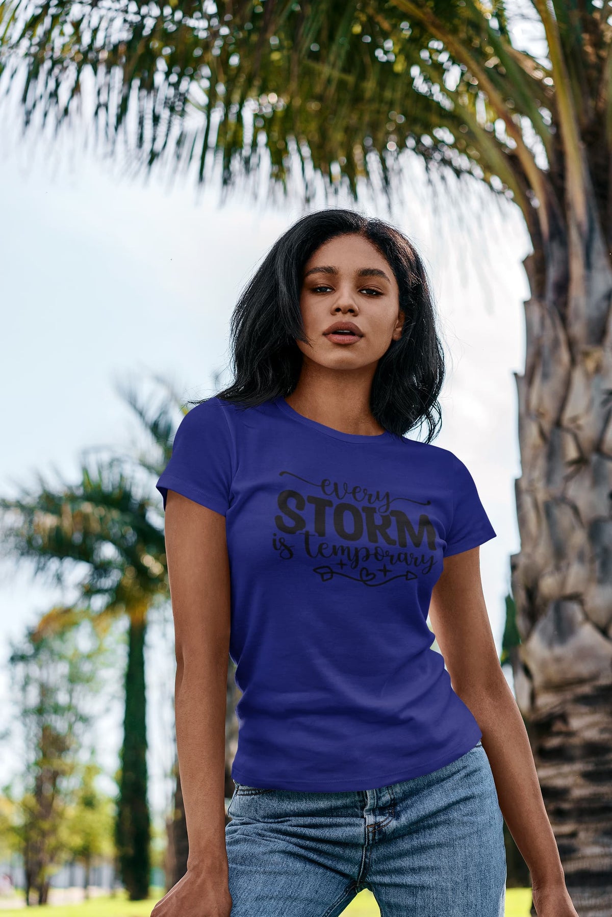 Karavirs® Passing Royal Blue graphic tee for women India