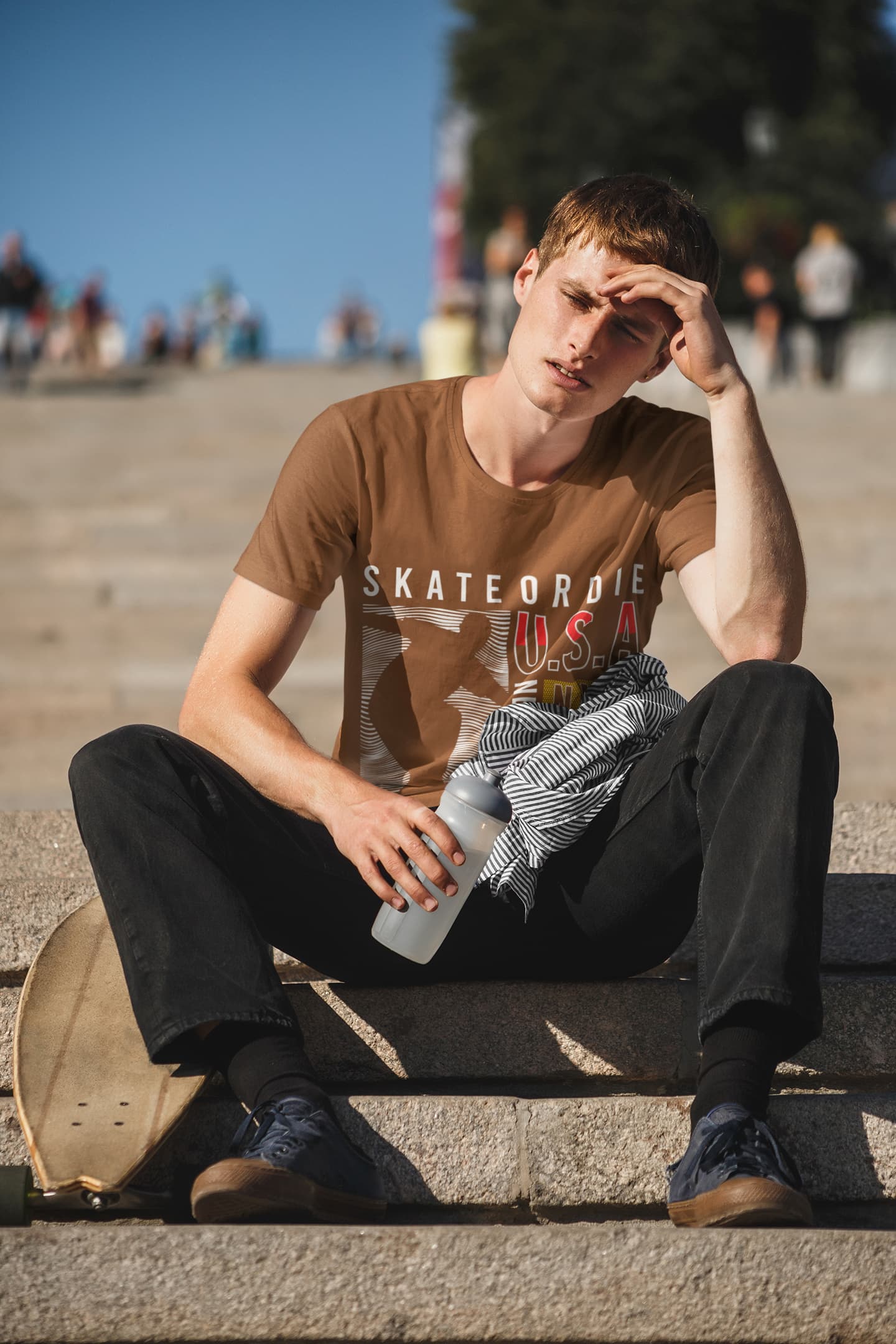 Men's Coffee Brown Round Neck T-shirts