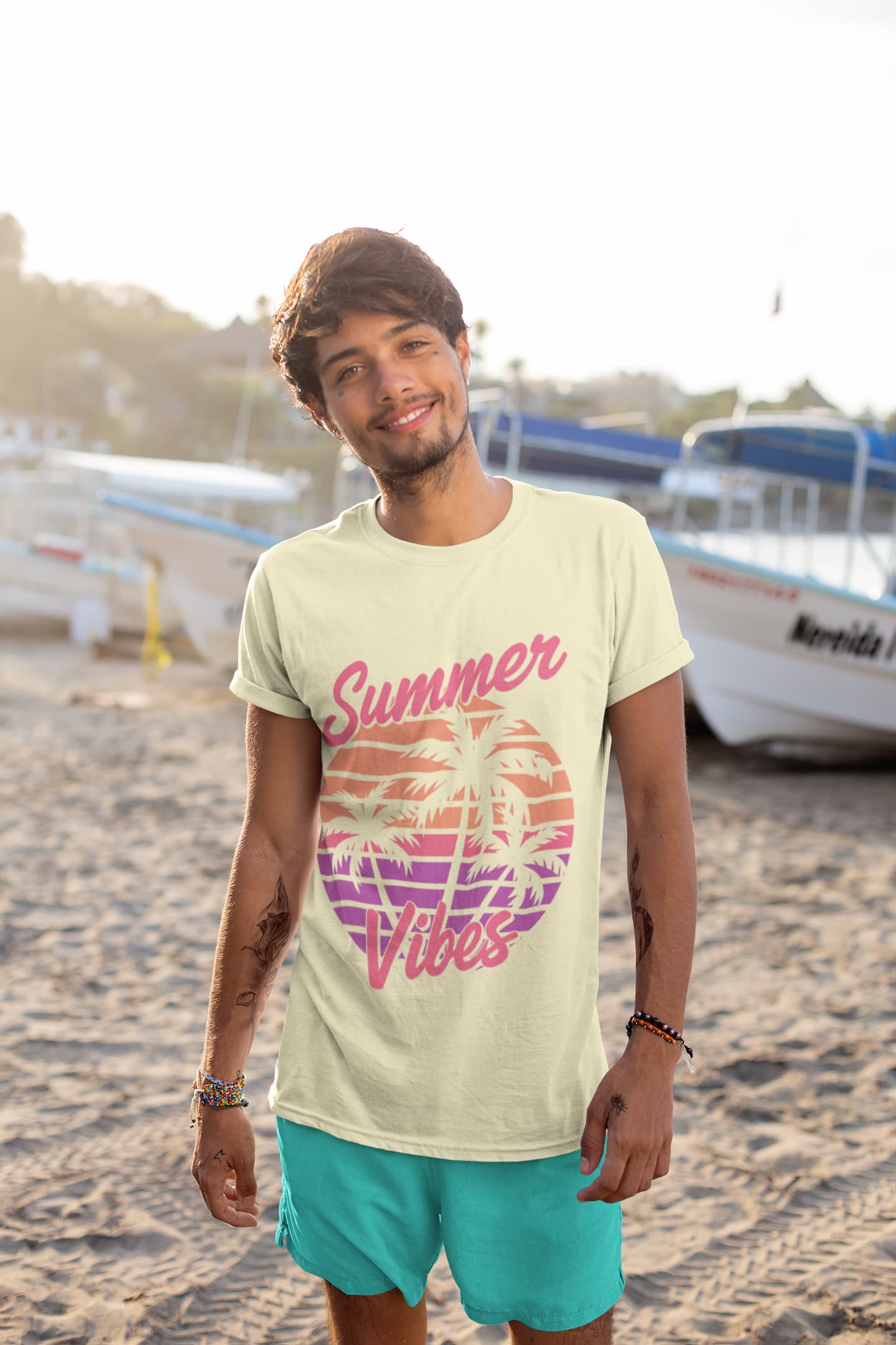 Men's Almond Round Neck T-shirts