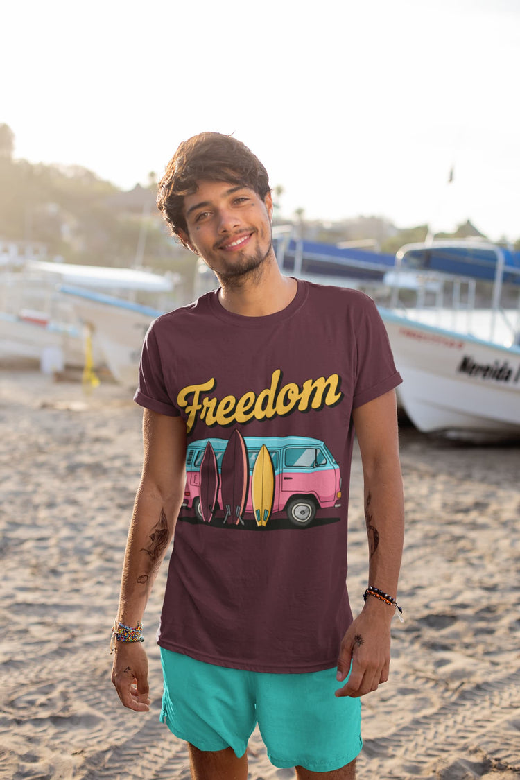Men’s Burgundy Round Neck T-shirts