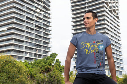 Men's Smoke Blue Round Neck T-shirts