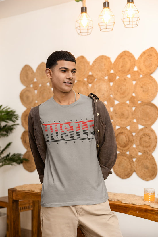 Men’s Melange Grey Round Neck T-shirts