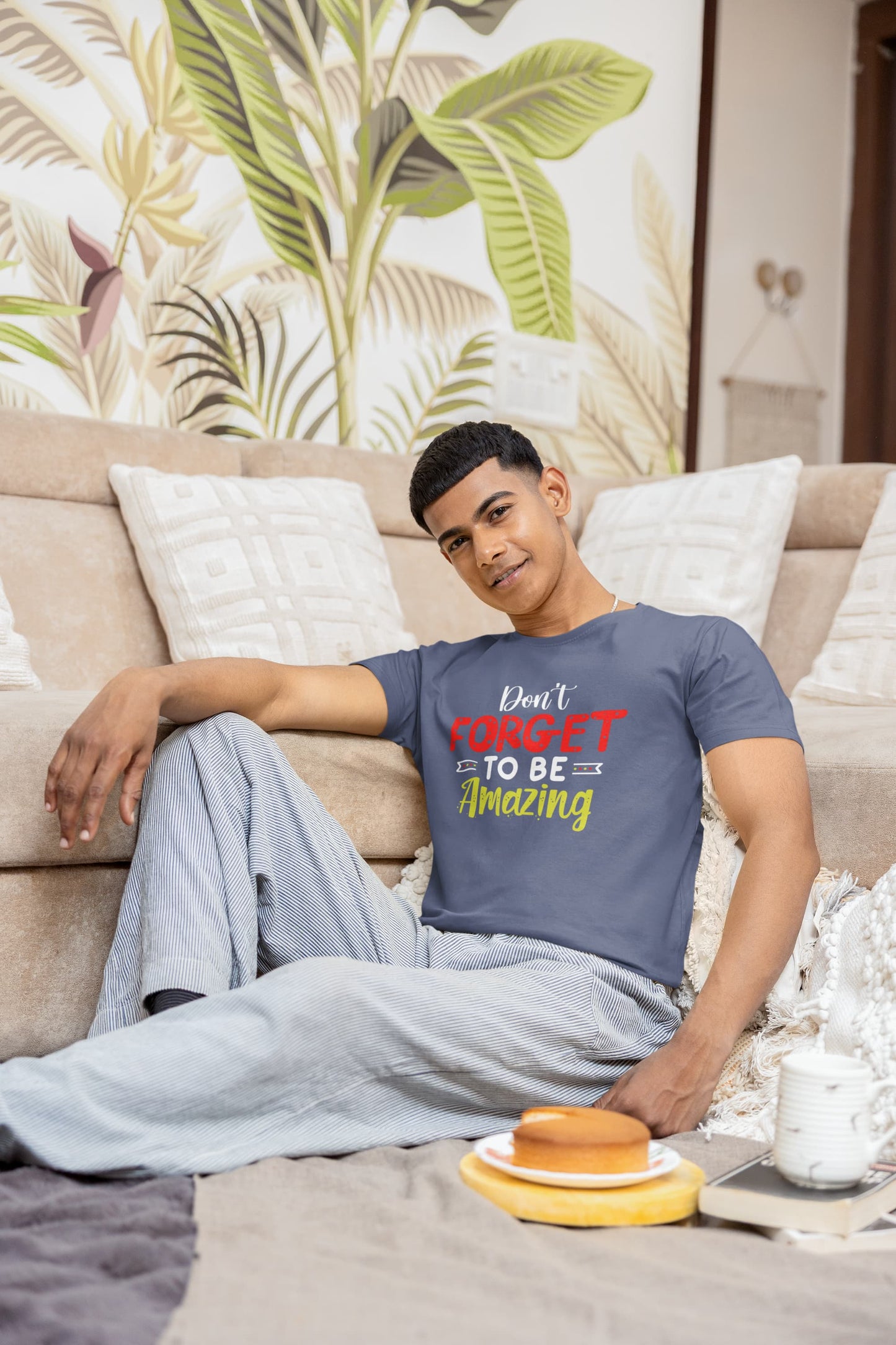 MENS SMOKE BLUE ROUNDNECK T-SHIRT