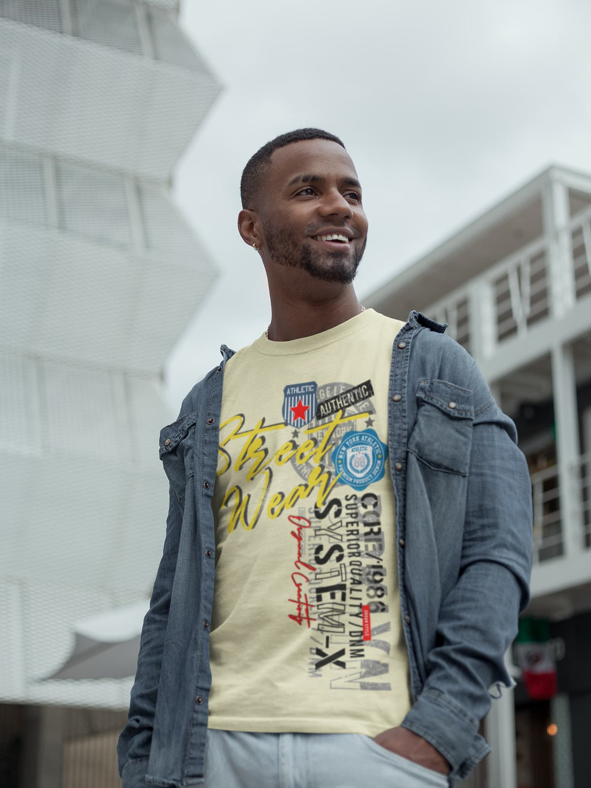 Men's Almond Round Neck T-shirts