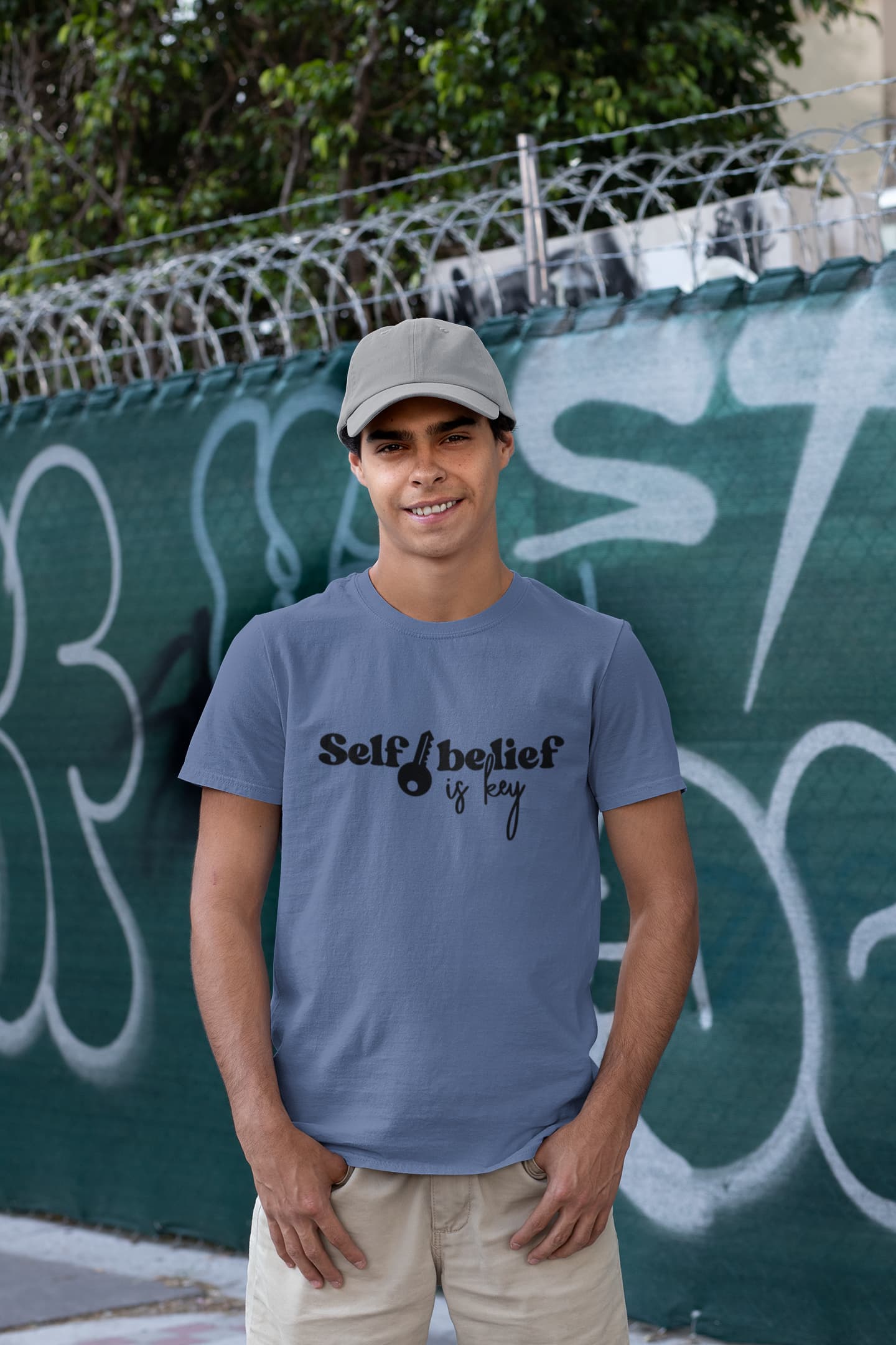 MENS SMOKE BLUE ROUNDNECK T-SHIRT