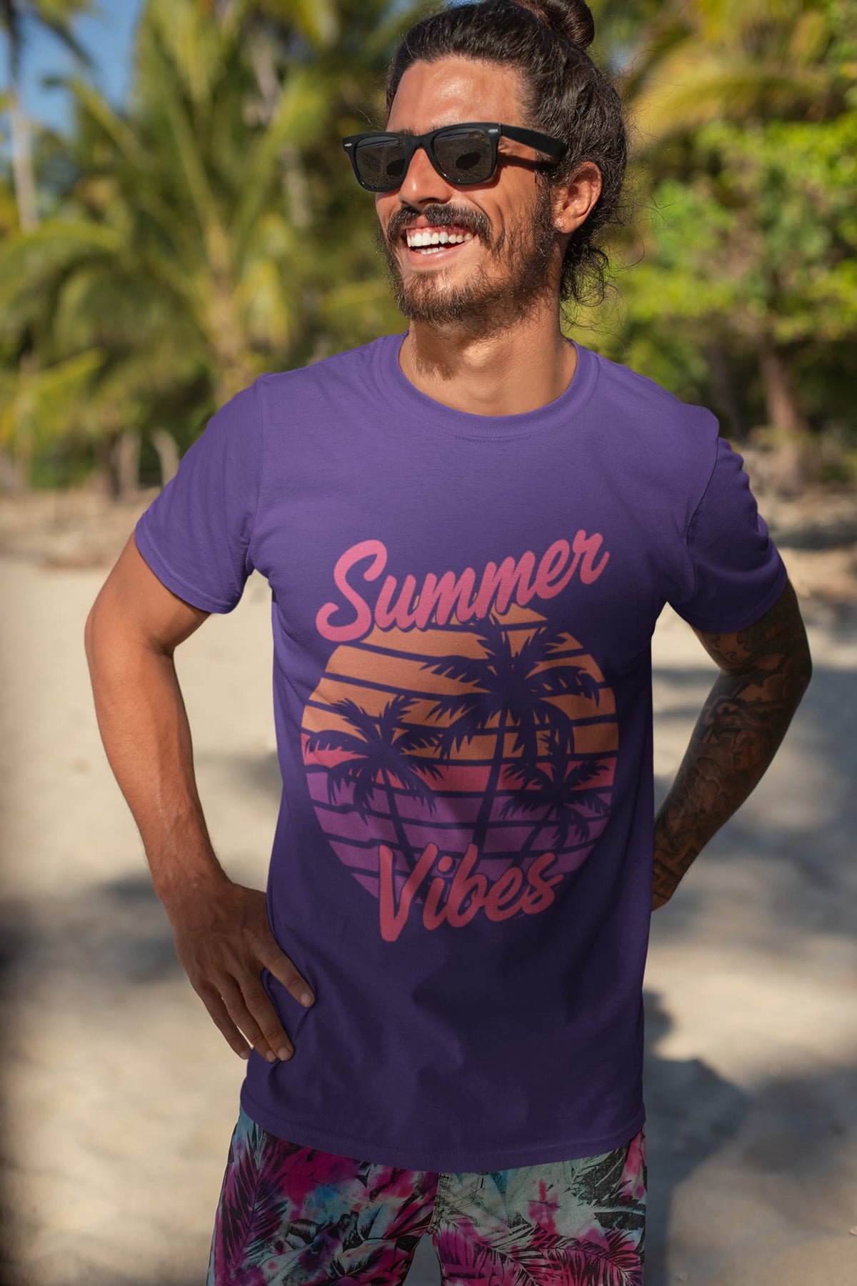 Men's Purple Round Neck T-shirts