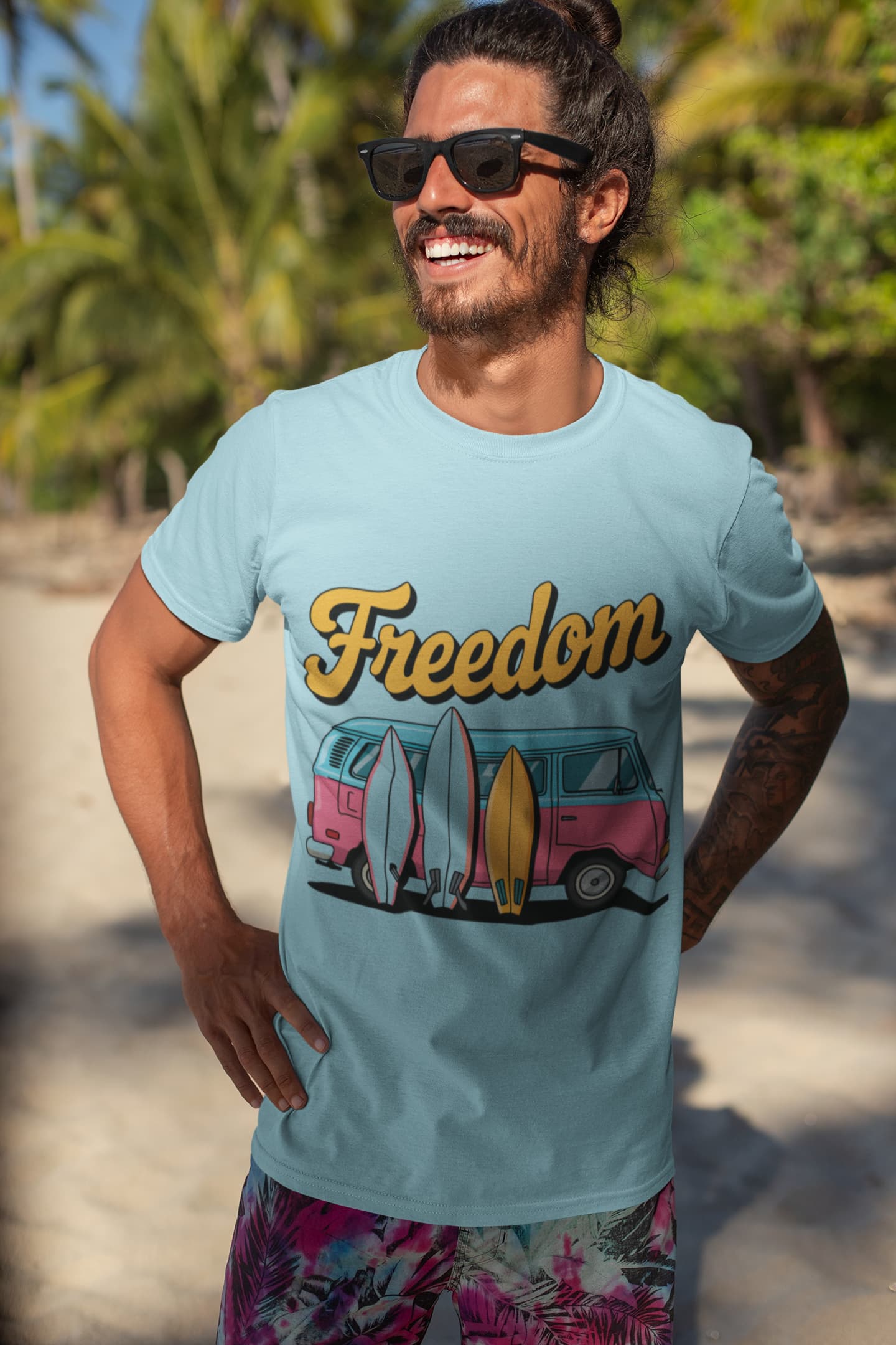 Men’s Surf Blue Round Neck T-shirts