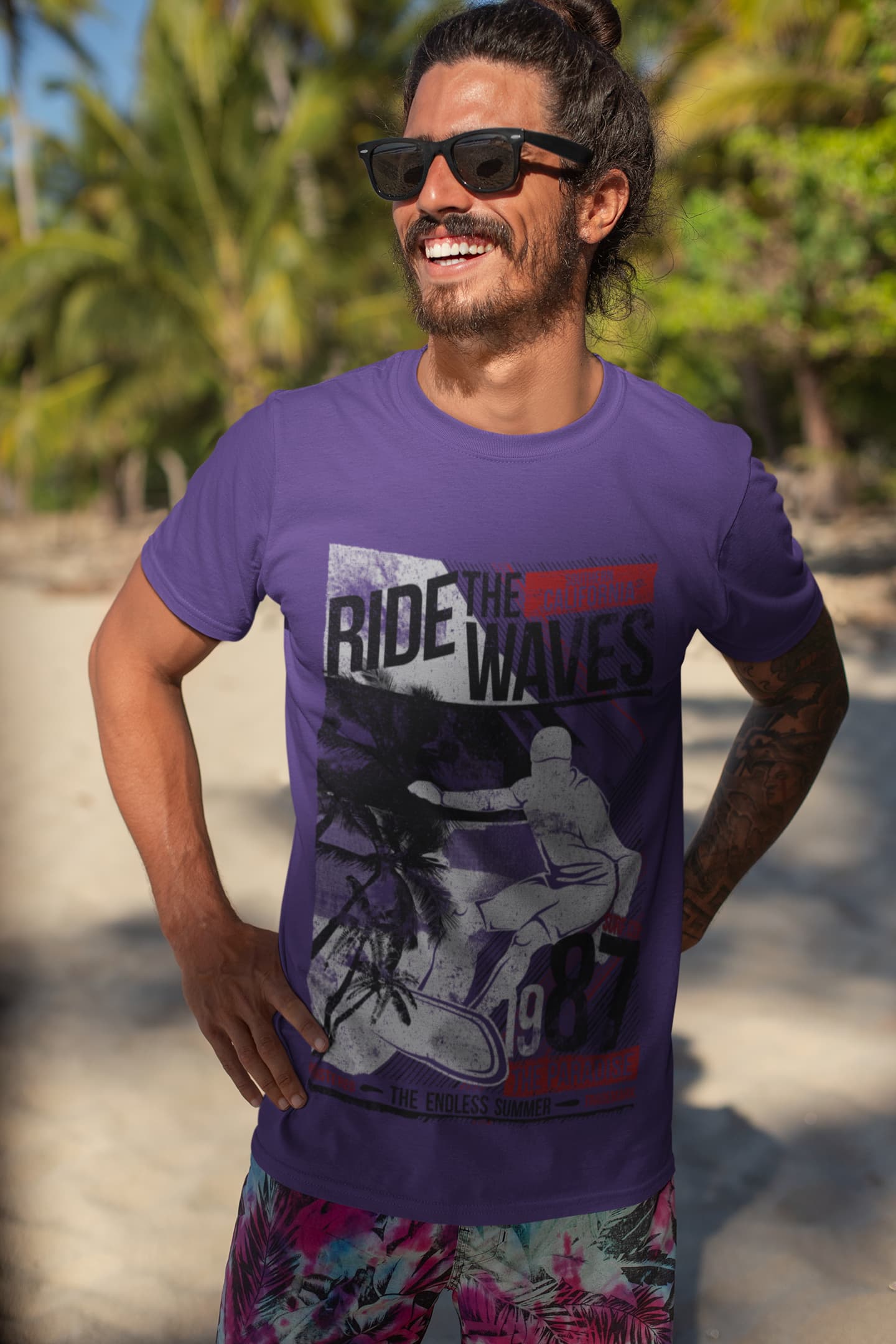 Men's Purple Round Neck T-shirts