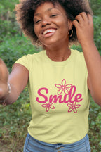 Women's Butter Yellow Round Neck T-shirts