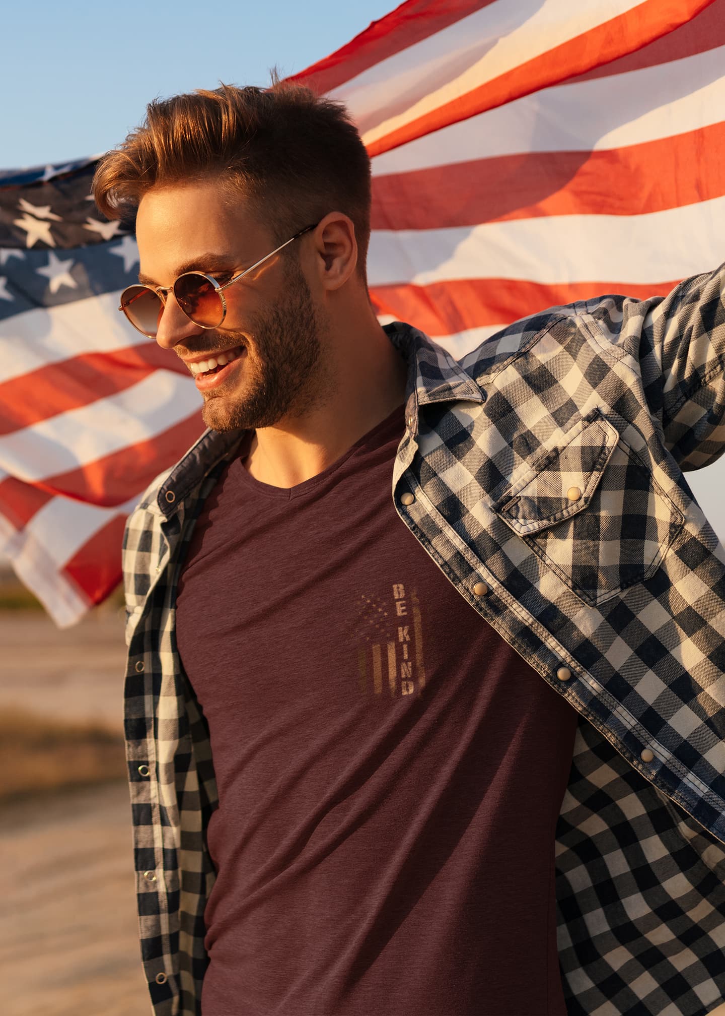 Men's Burgundy Round Neck T-shirt