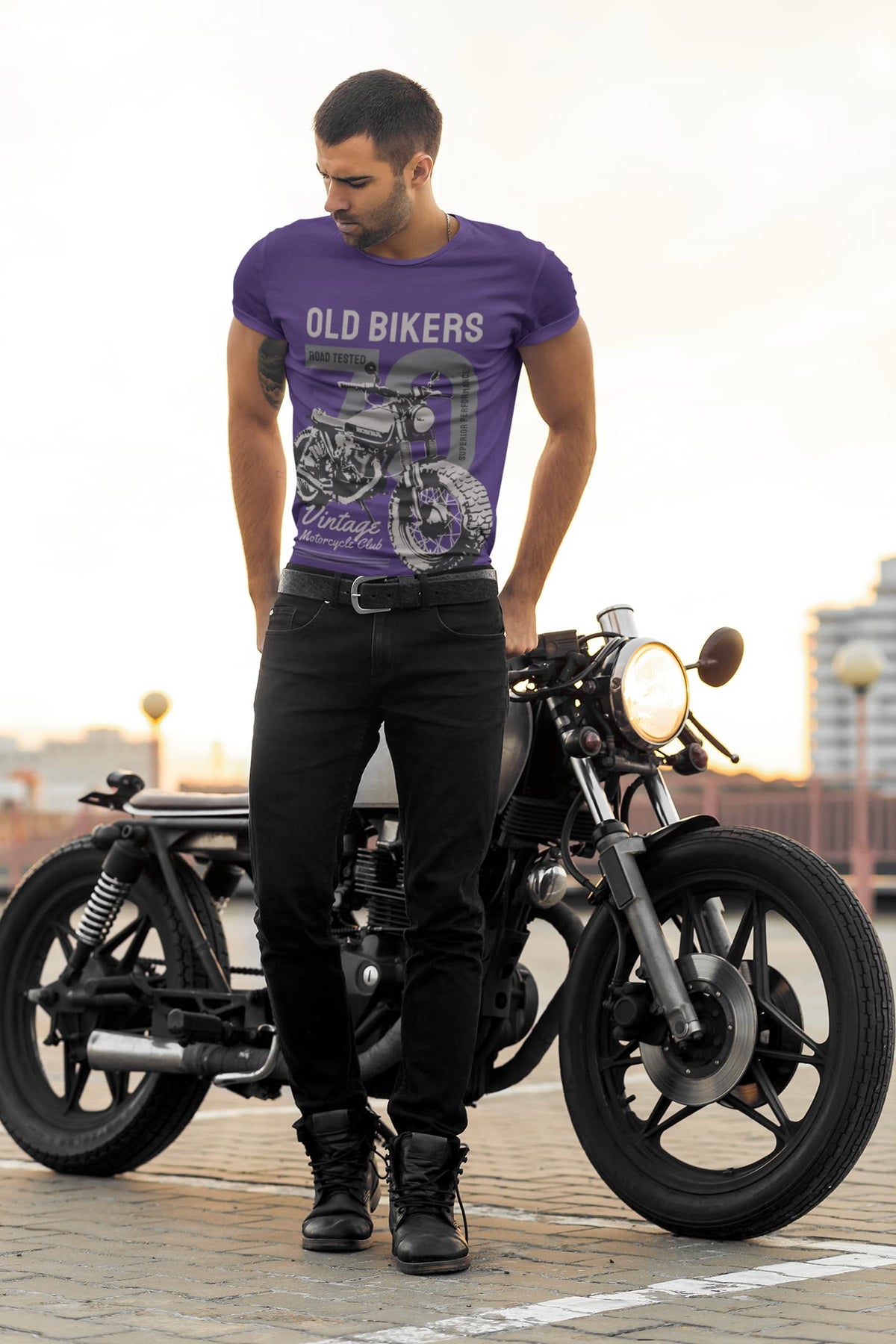 Men's Purple Round Neck T-shirts