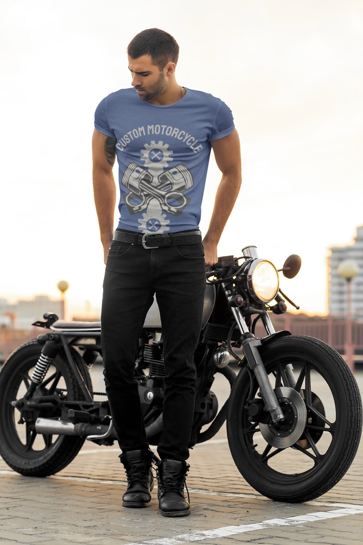 Men's Smoke Blue Round Neck T-shirts