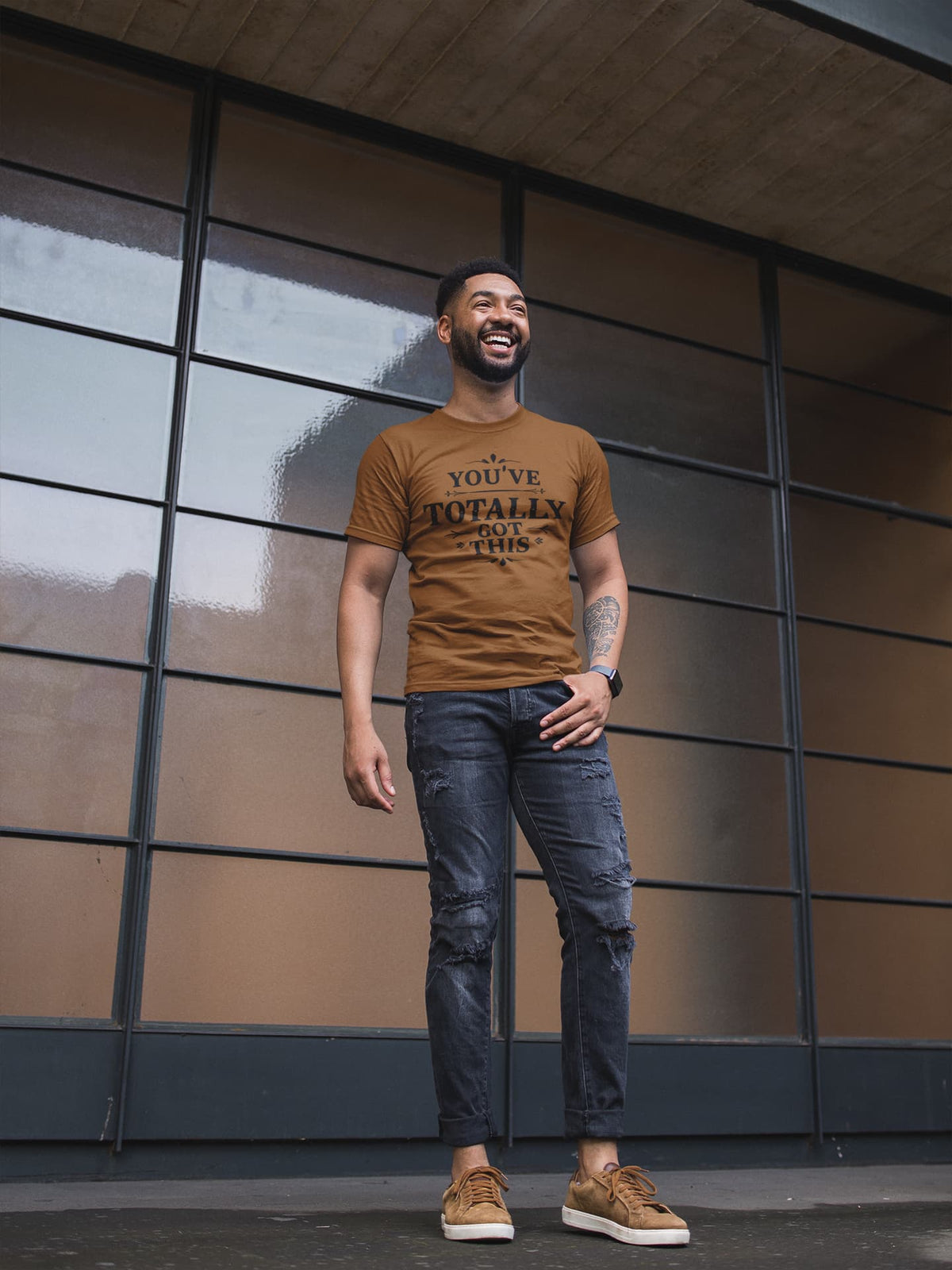 Karavirs® Confident Chocolate Brown graphic tee for men India