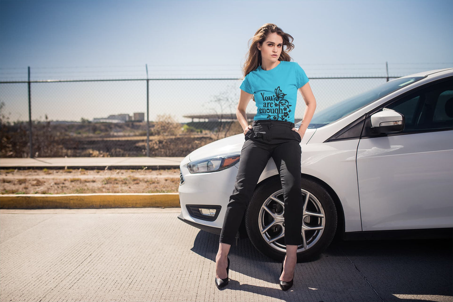Women's Sky Blue Round Neck T-shirts