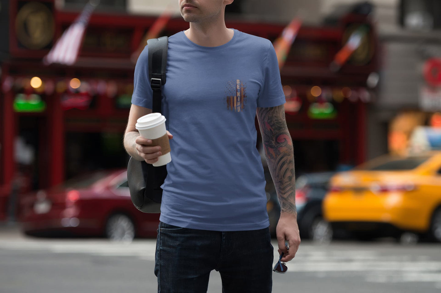 Men's Smoke Blue Round Neck T-shirt