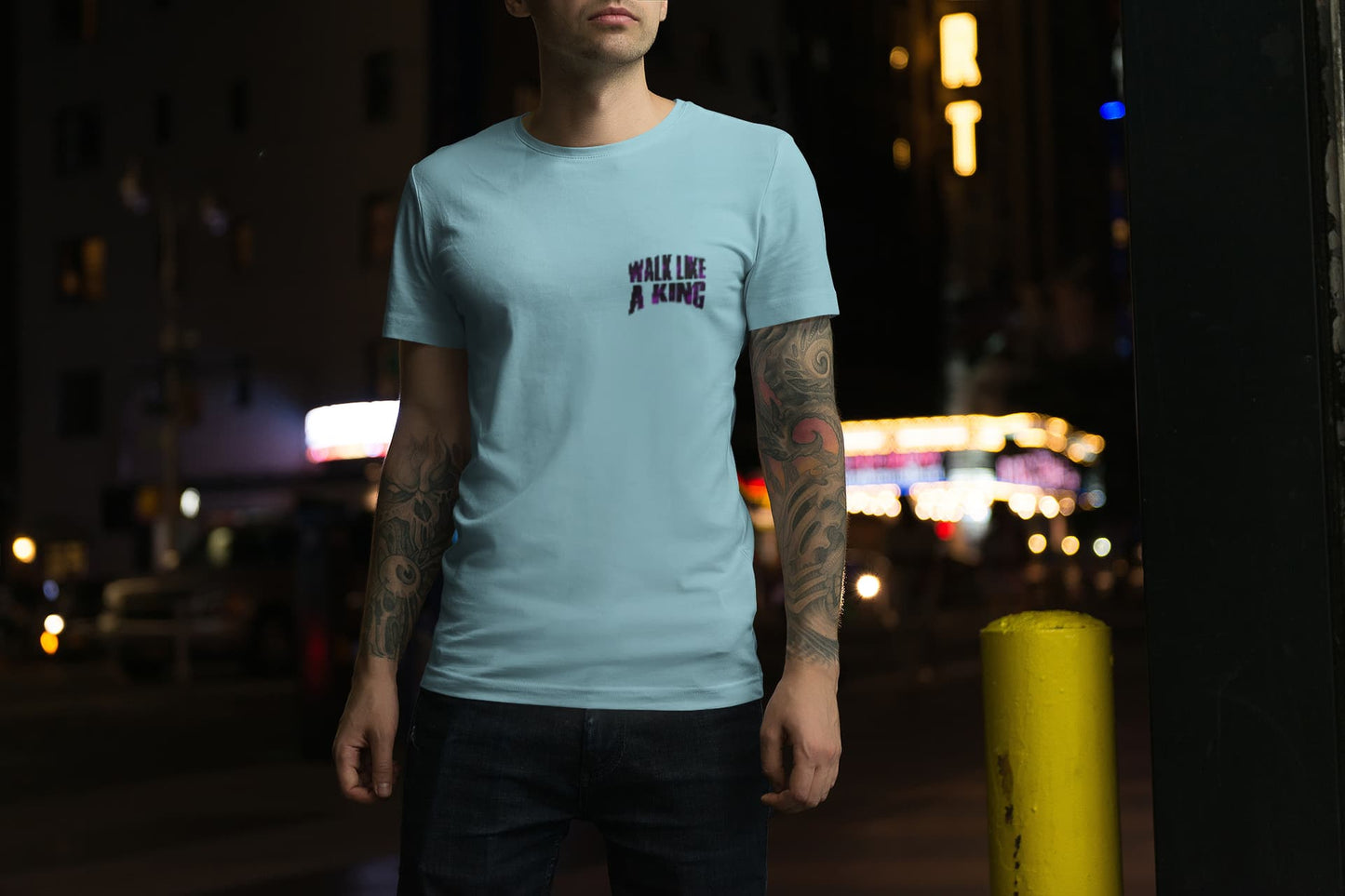 Men's Surf Blue Round Neck T-shirts