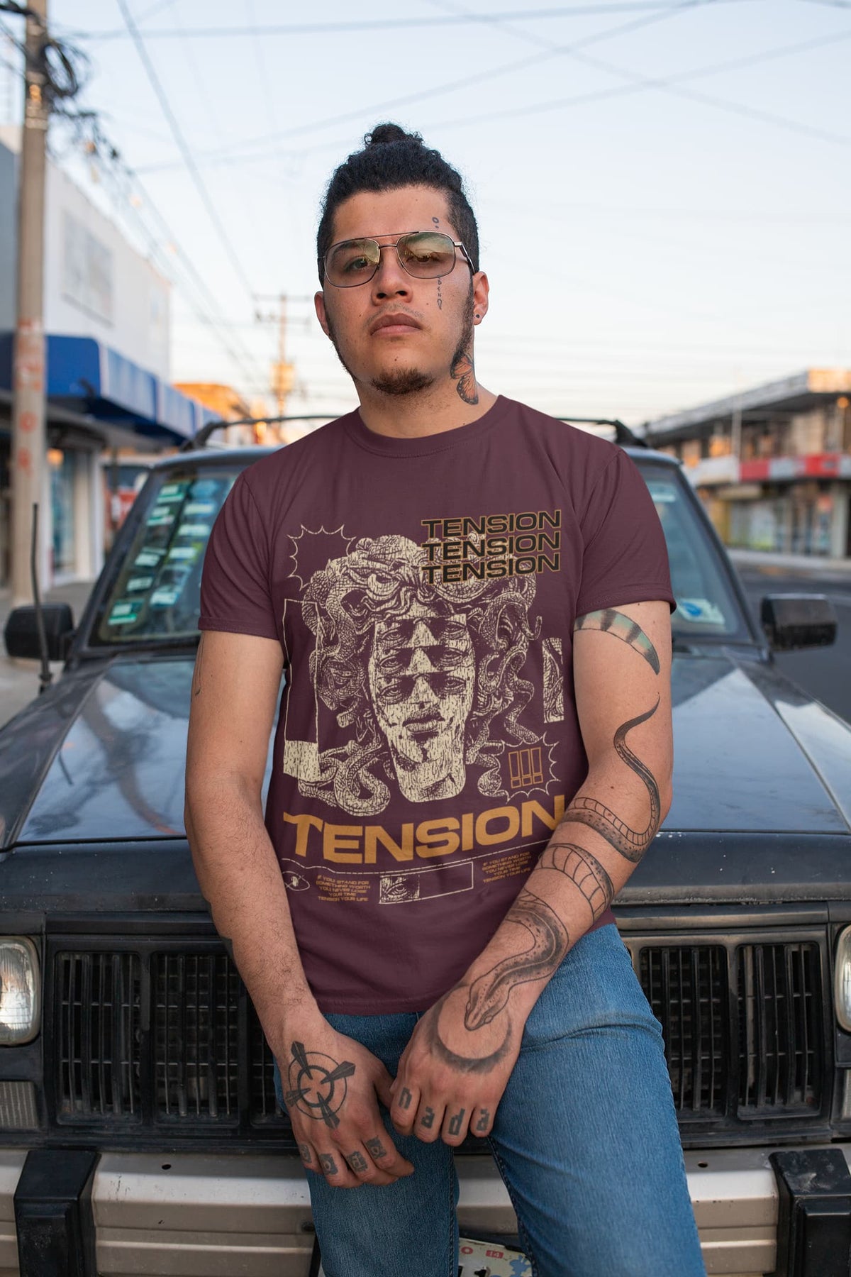 Men’s  Burgundy Round Neck T-shirts