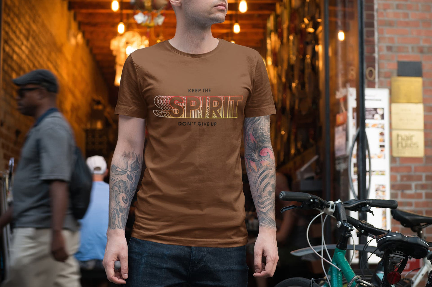 Men's Coffee Brown Round Neck T-shirts