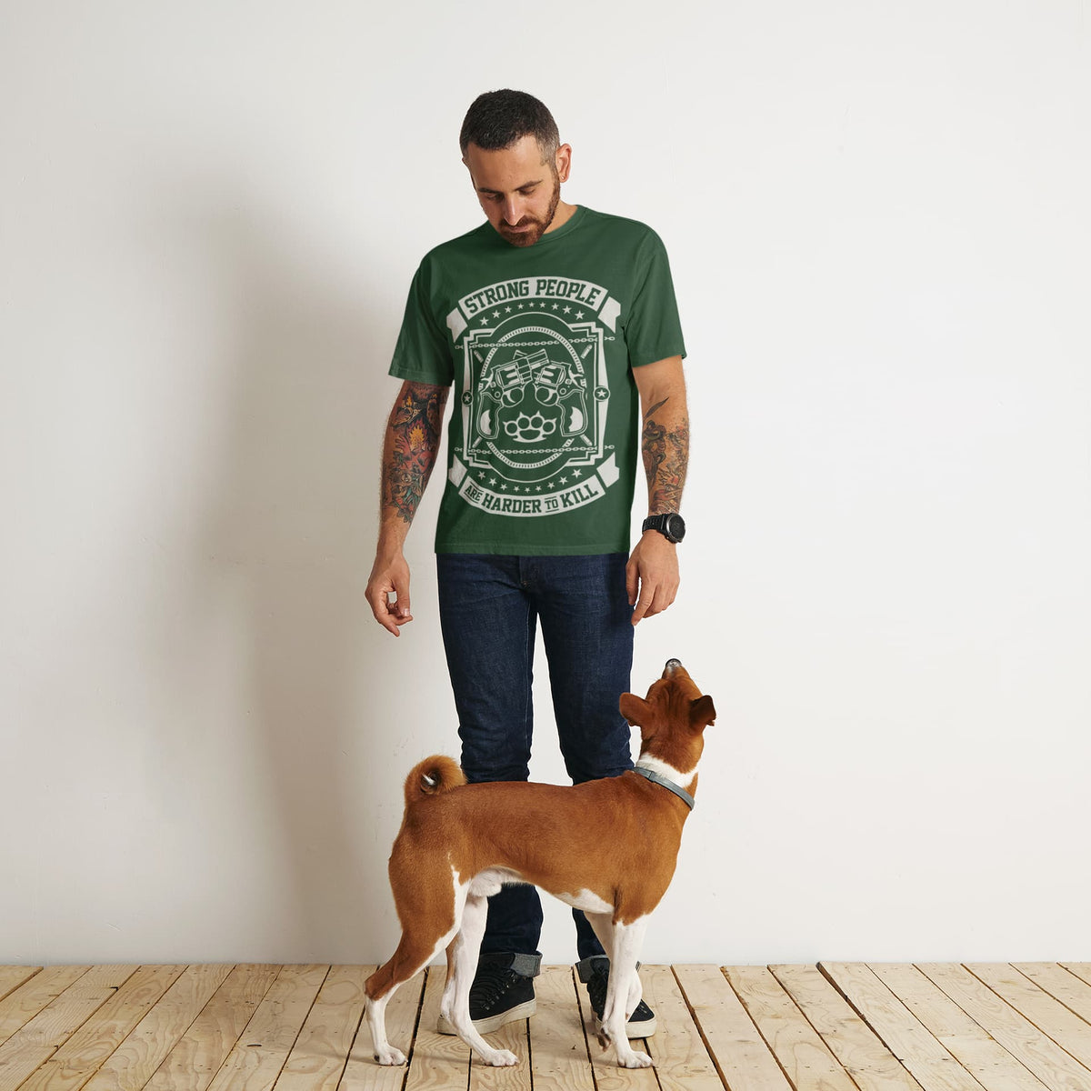 Men's Olive Green Round Neck T-shirts