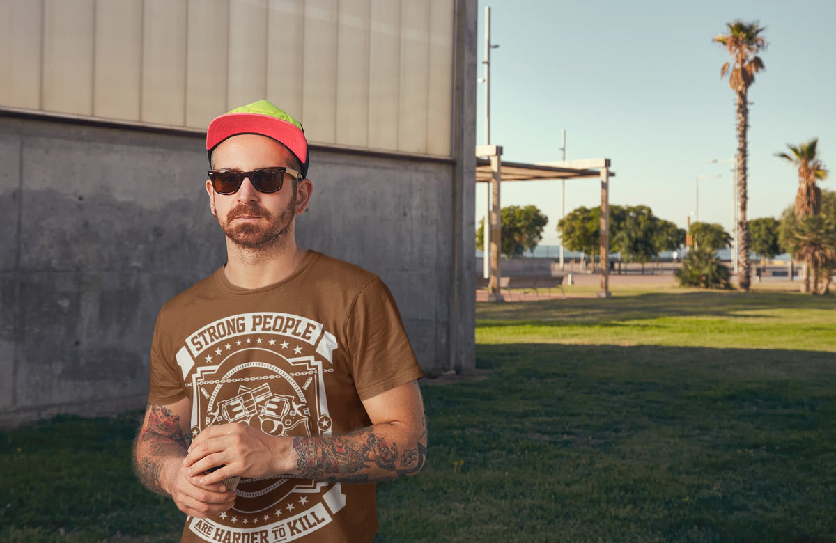 Men's Coffee Green Round Neck T-shirts