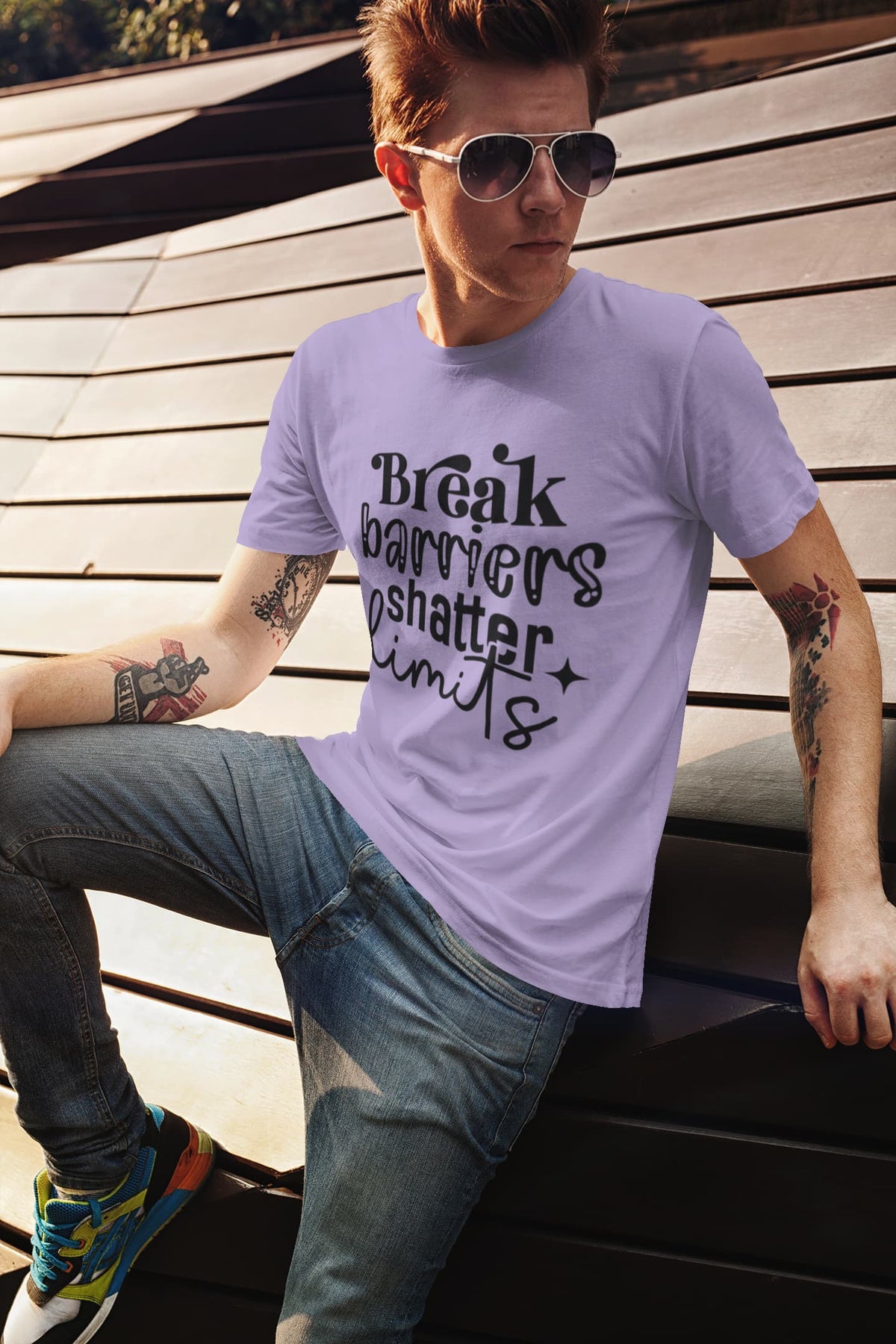 Karavirs® Break Iris Lavender graphic tee for men India