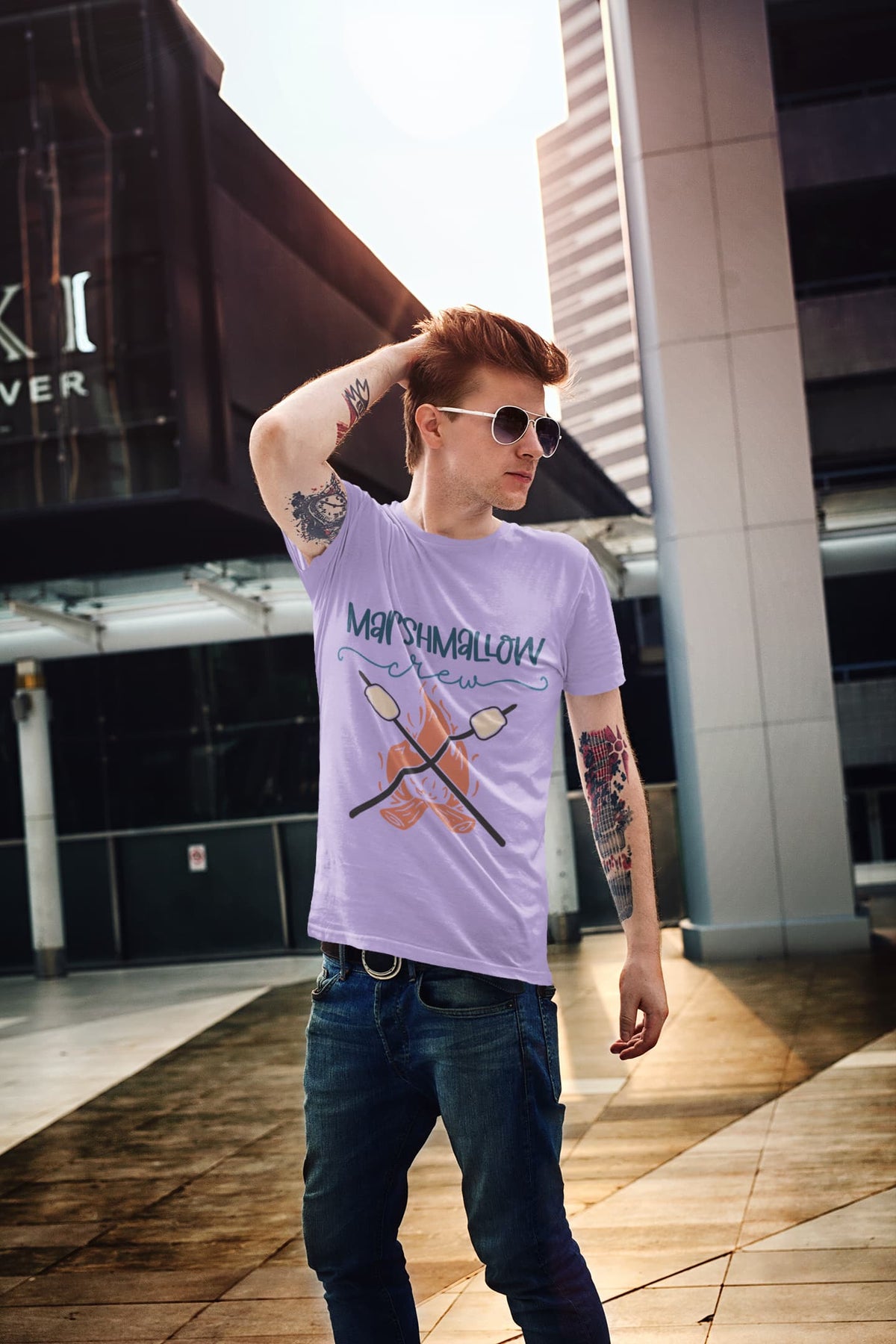 Men's Iris Lavender Round Neck T-shirts