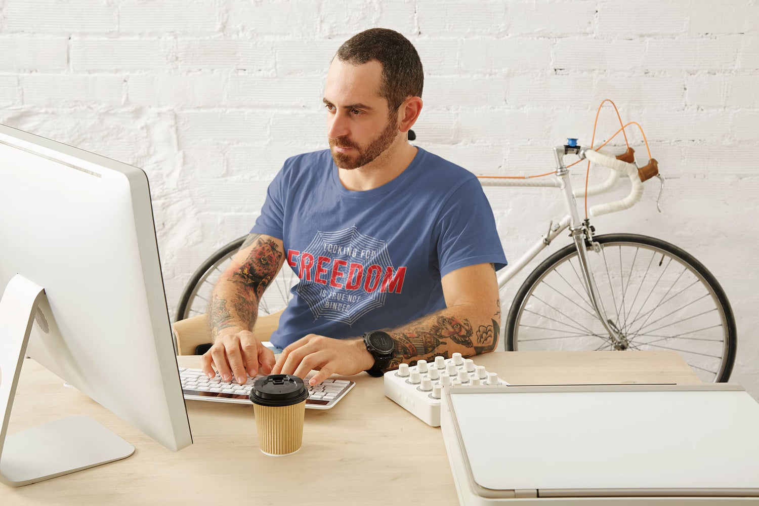 Men’s Smoke Blue Round Neck T-shirts 