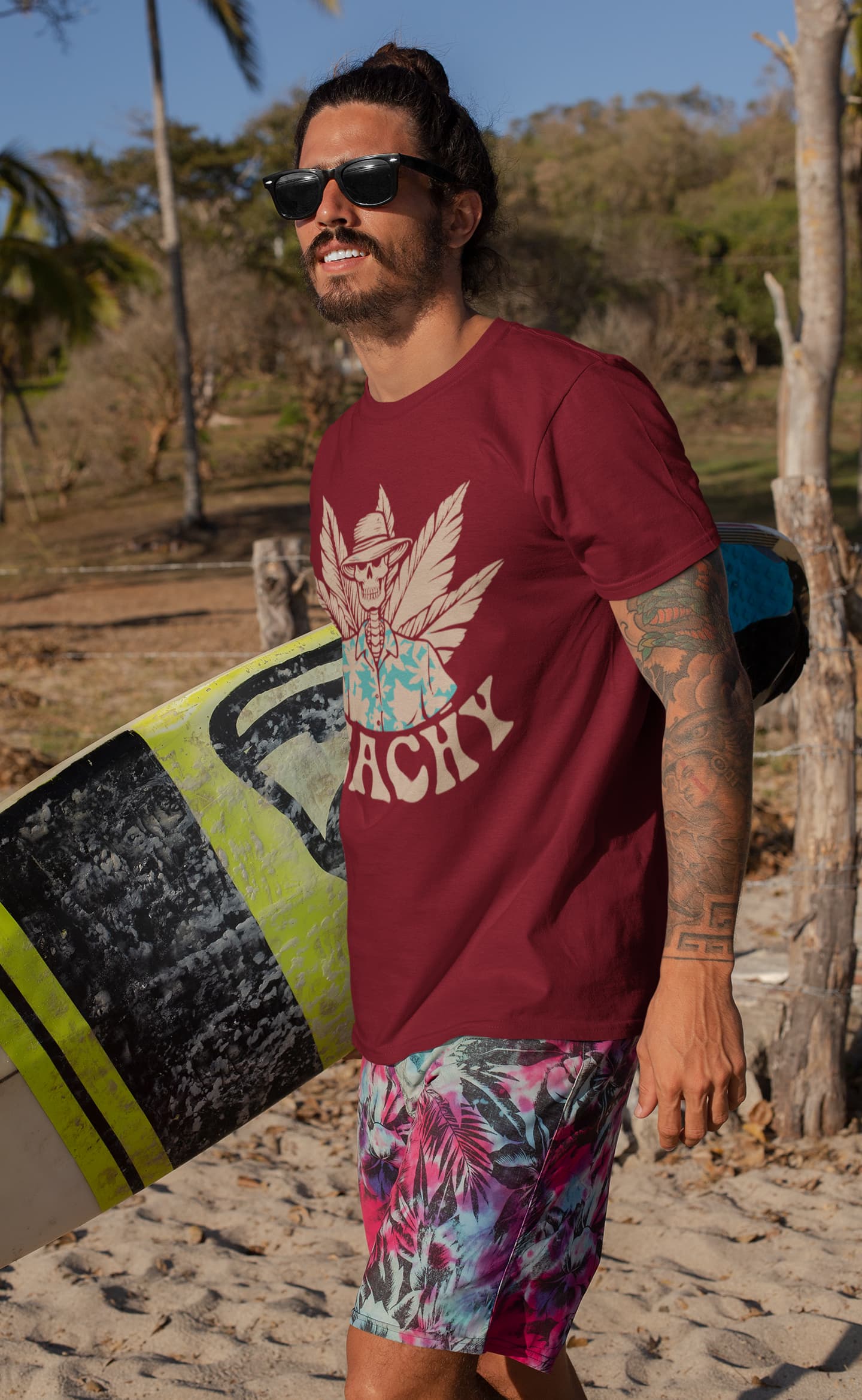 Men's Maroon Round Neck T-shirt
