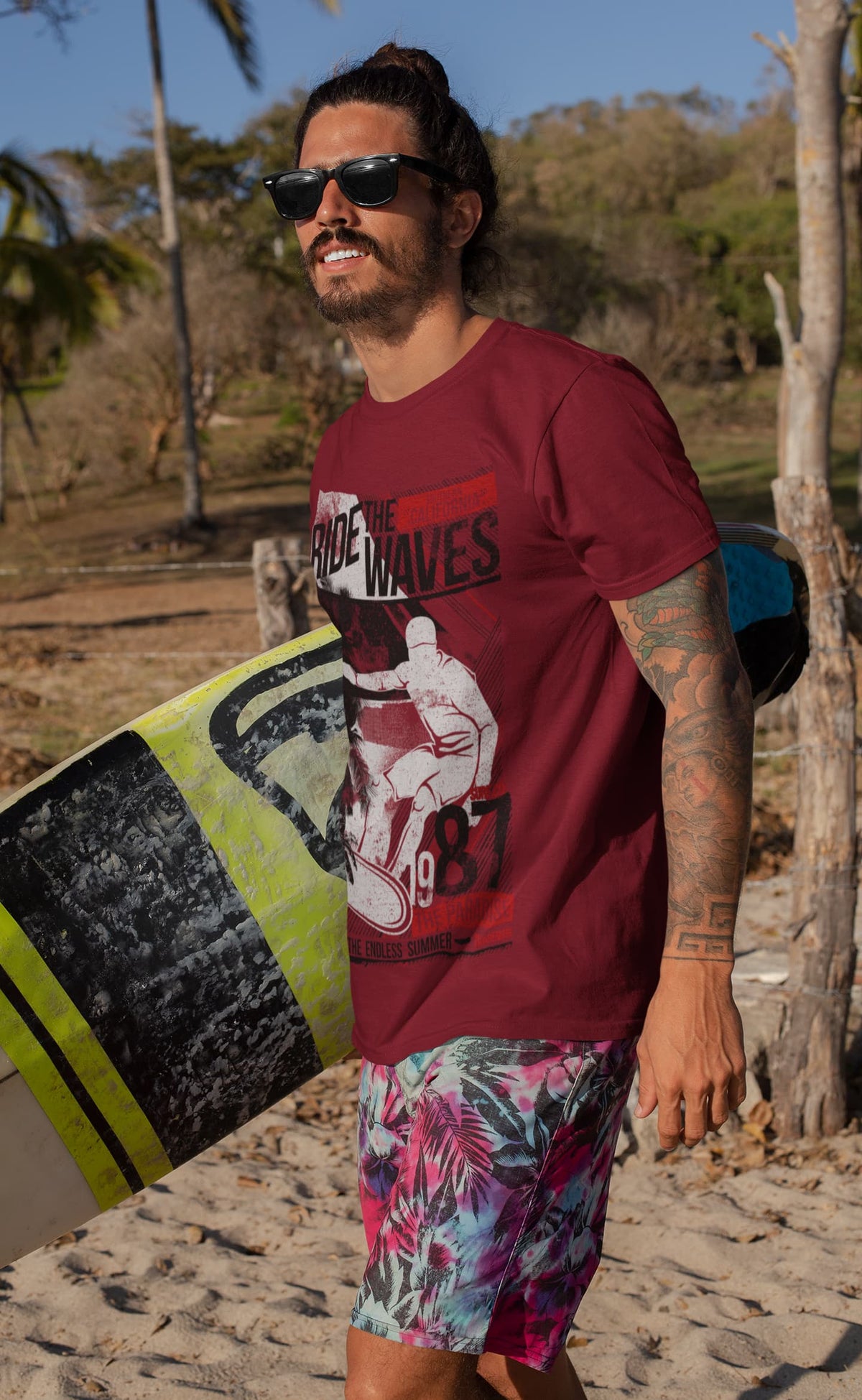 Karavirs® Bramble Maroon graphic tee for men India