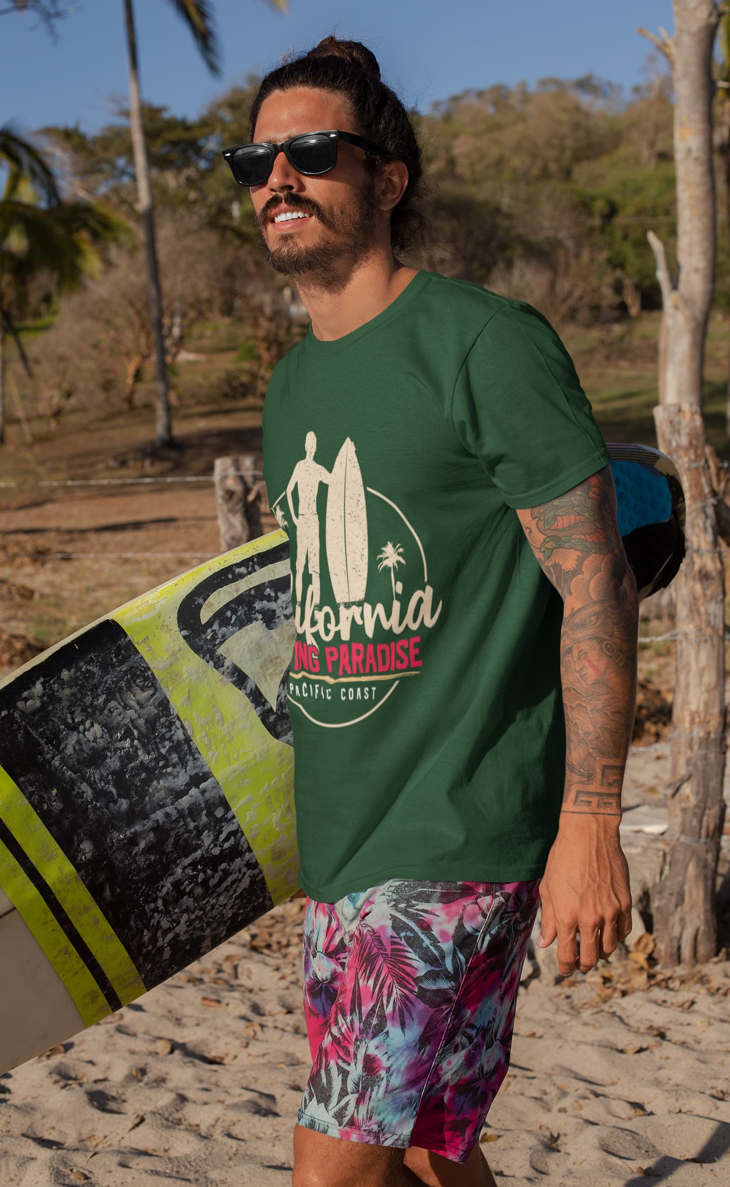 Men's Olive Green Round Neck T-shirts