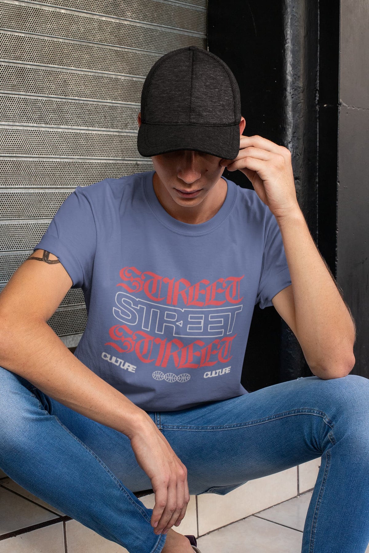 Karavirs® Earl Smoke Blue graphic tee for men India