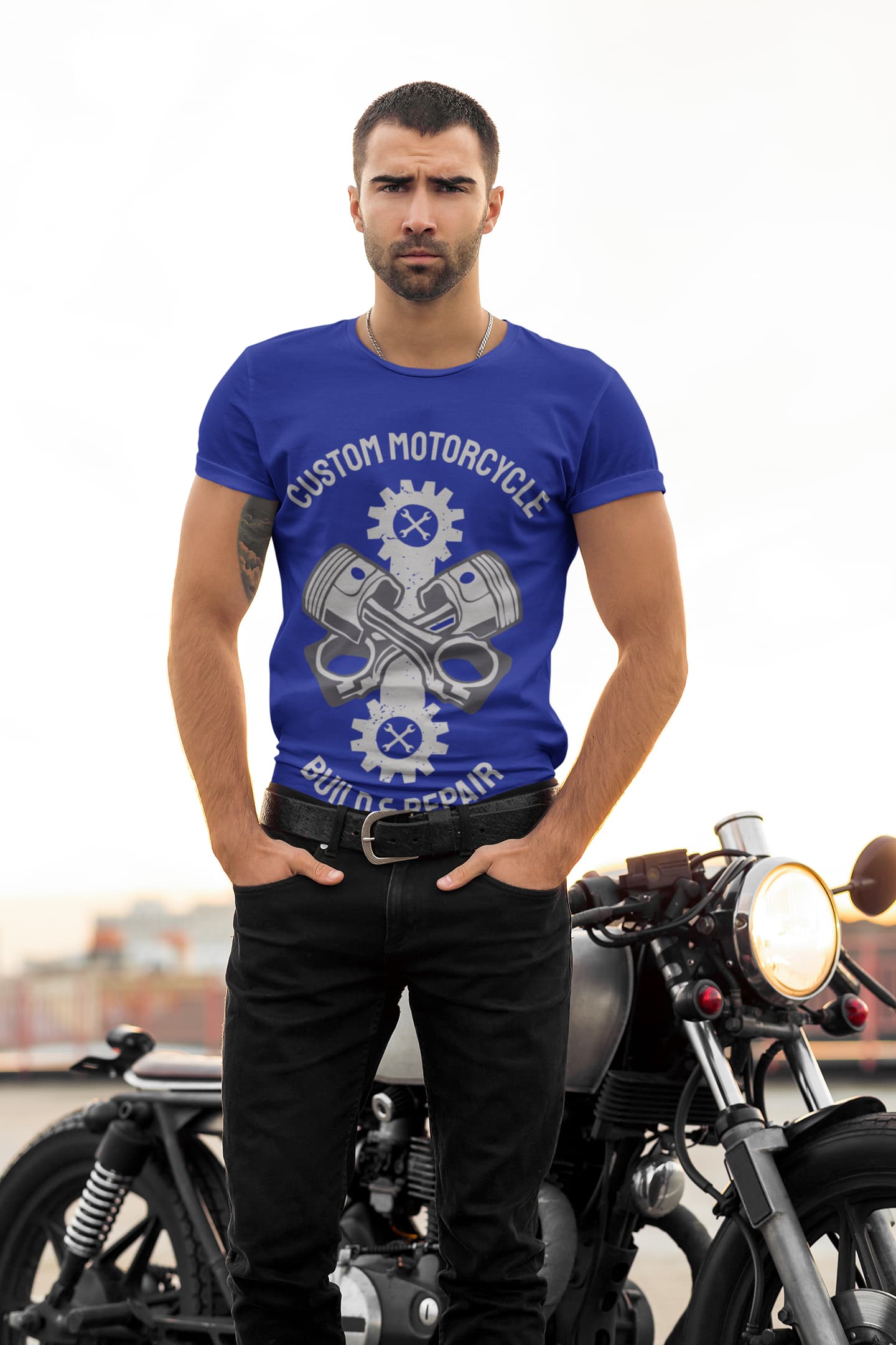 Men's Royal Blue Round Neck T-shirts