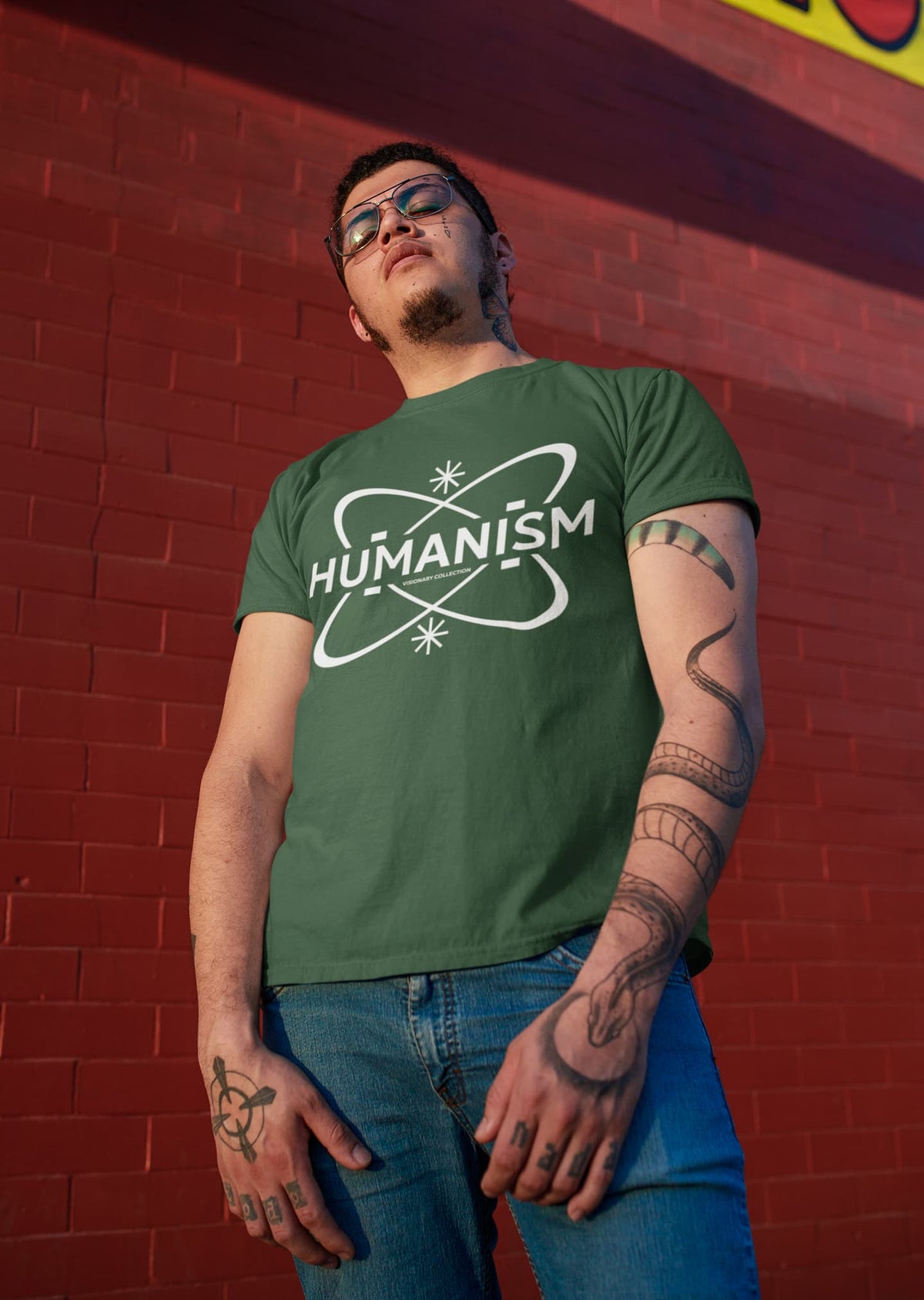 Karavirs® Collective Olive Green graphic tee for men India