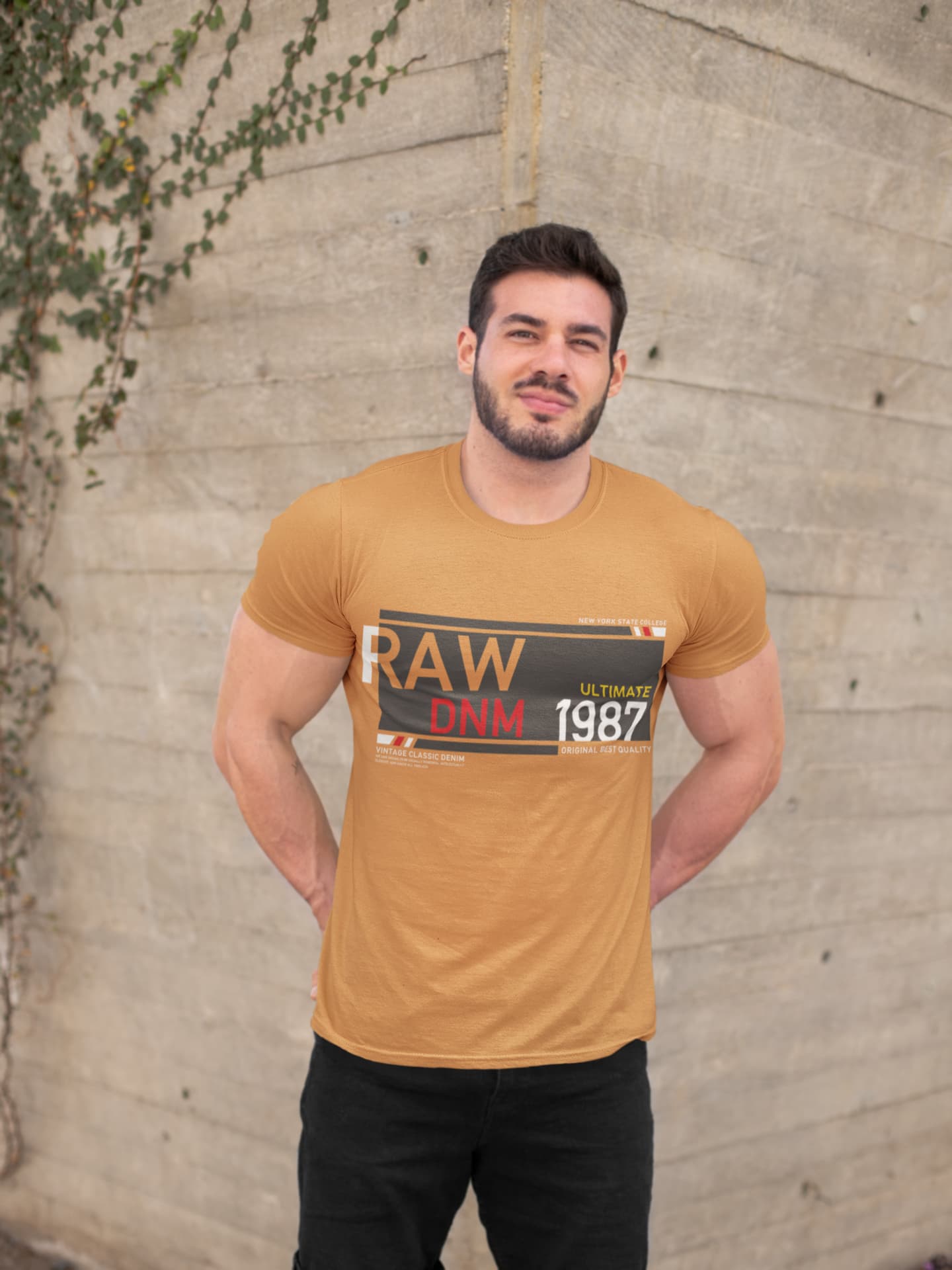 Men's Mustard Yellow Round Neck T-shirts