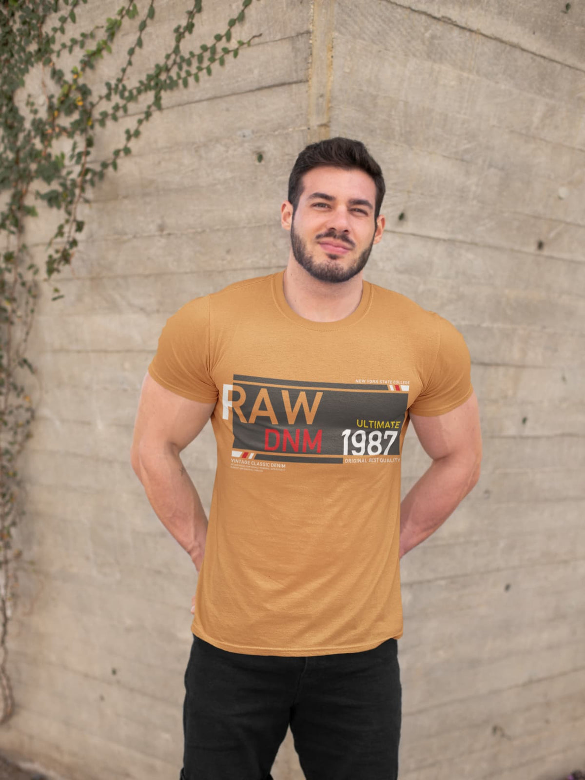 Men's Mustard Yellow Round Neck T-shirts