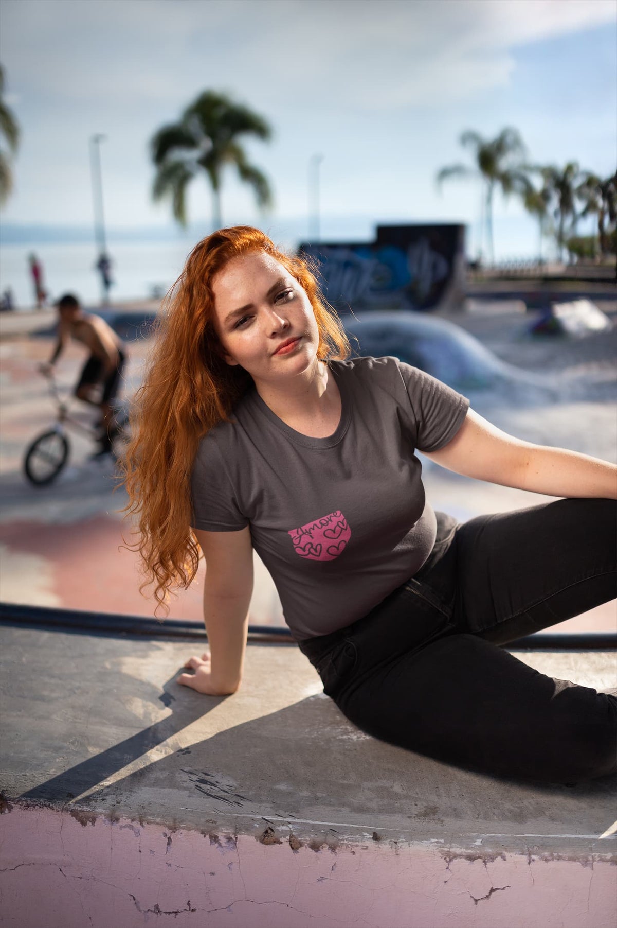 Karavirs® Open Charcoal Grey graphic tee for women India