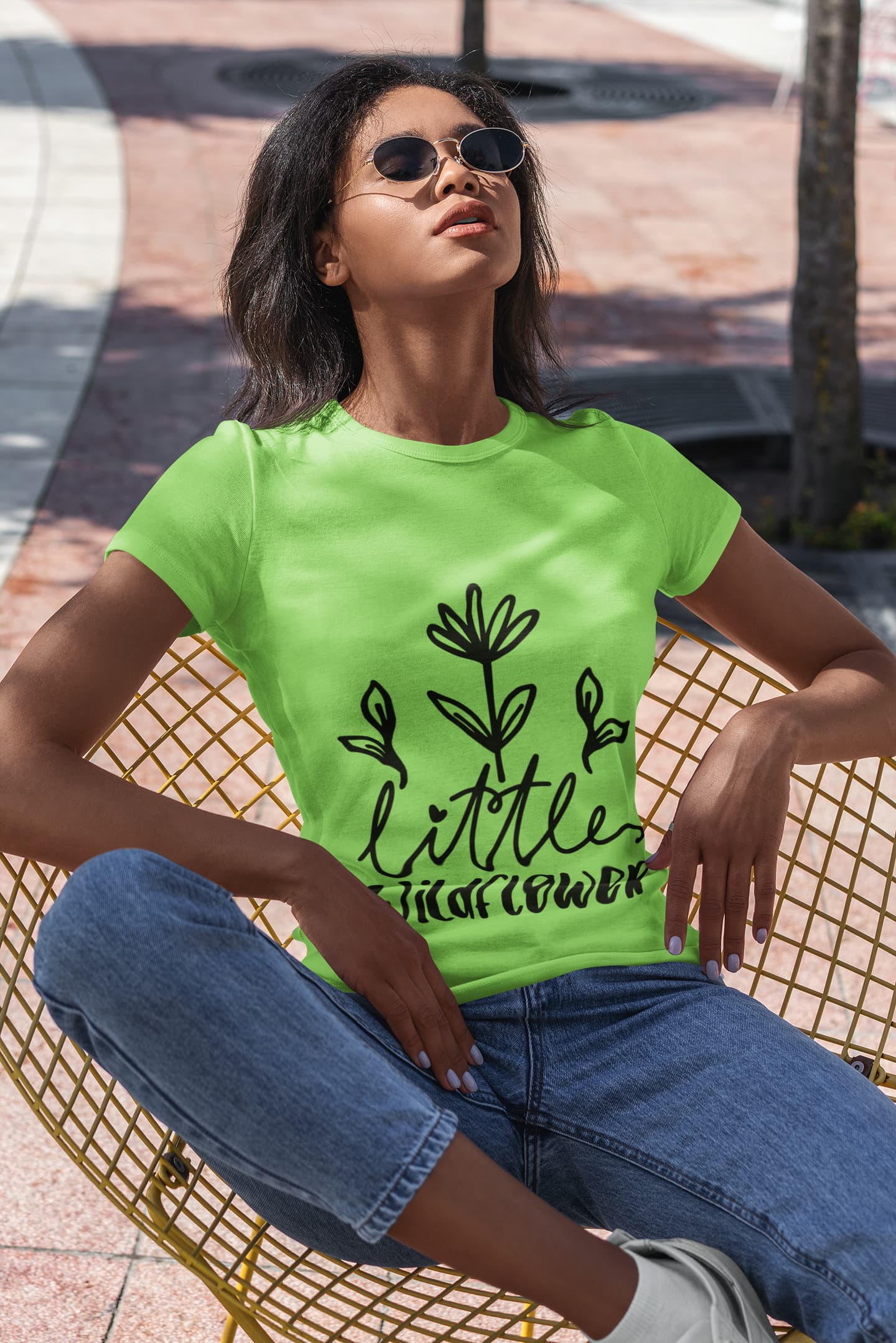 Women's Liril Green Round Neck T-shirts