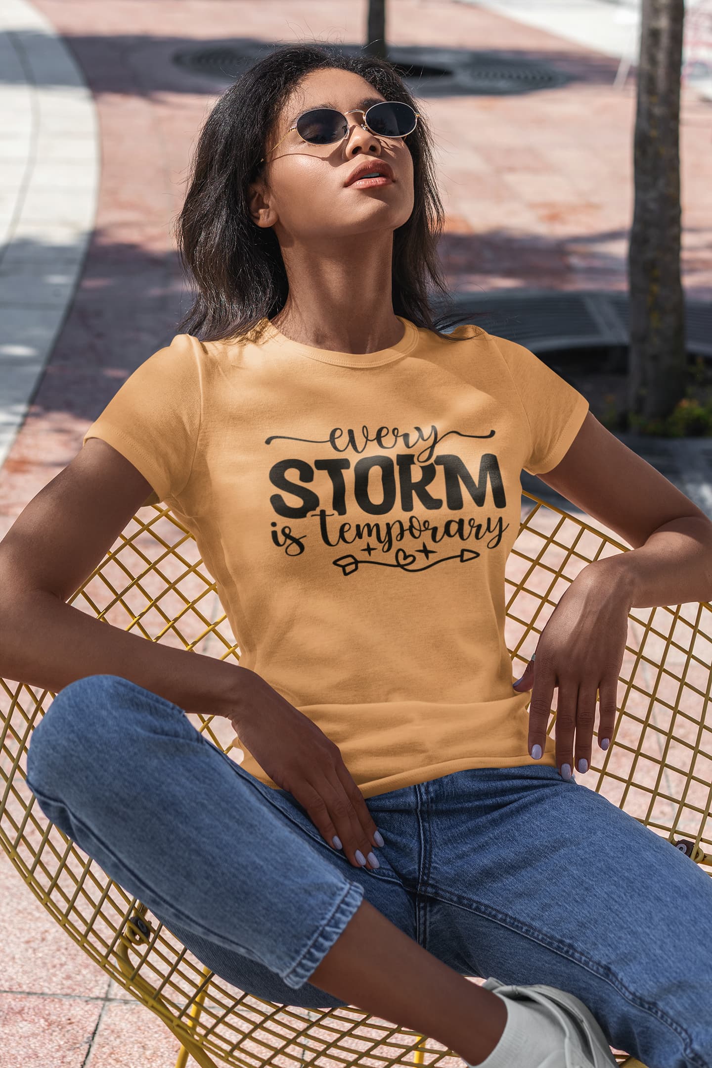 WOMENS MUSTARD YELLOW ROUNDNECK T-SHIRT
