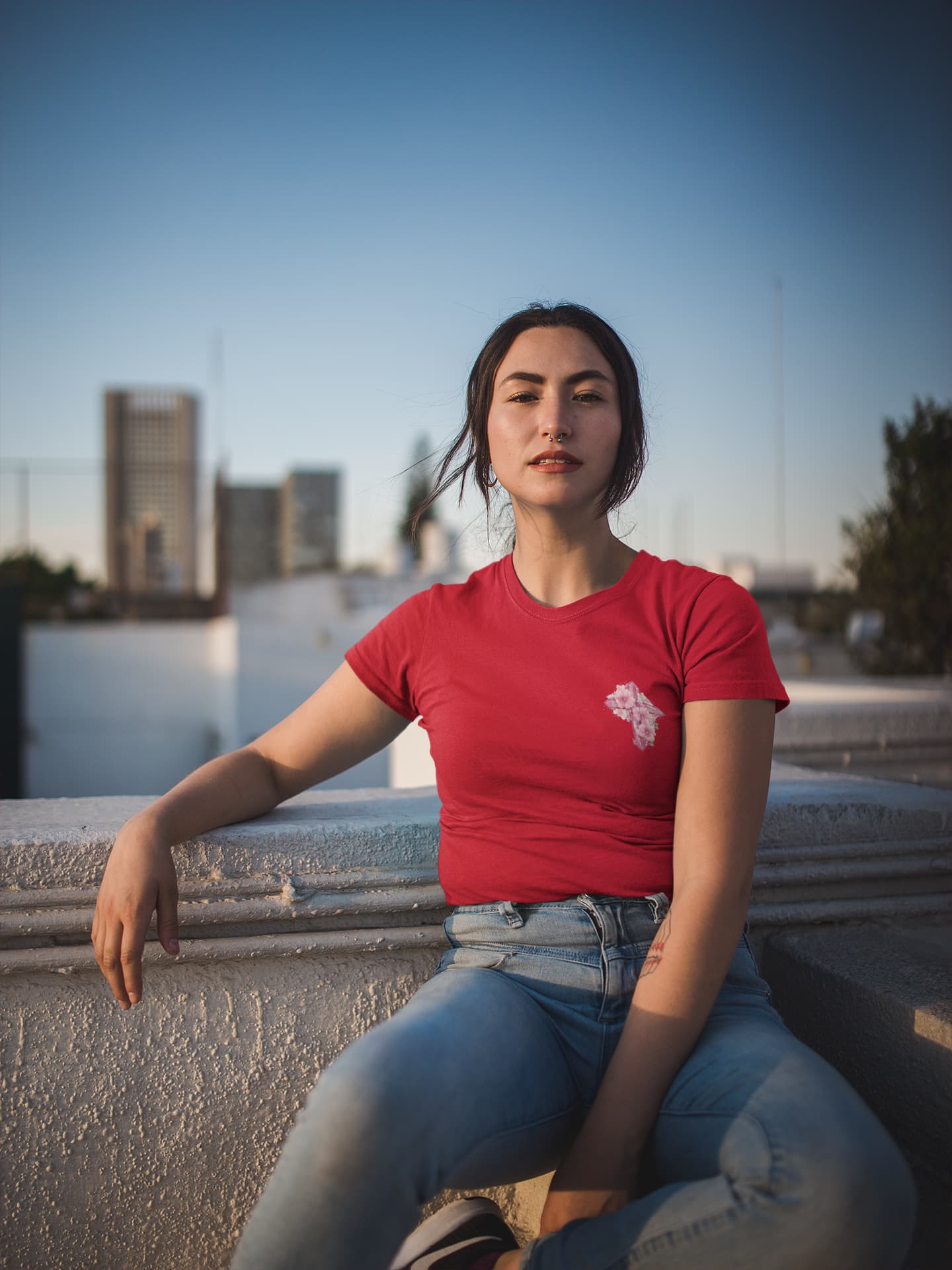 Women's Red Round Neck T-shirts