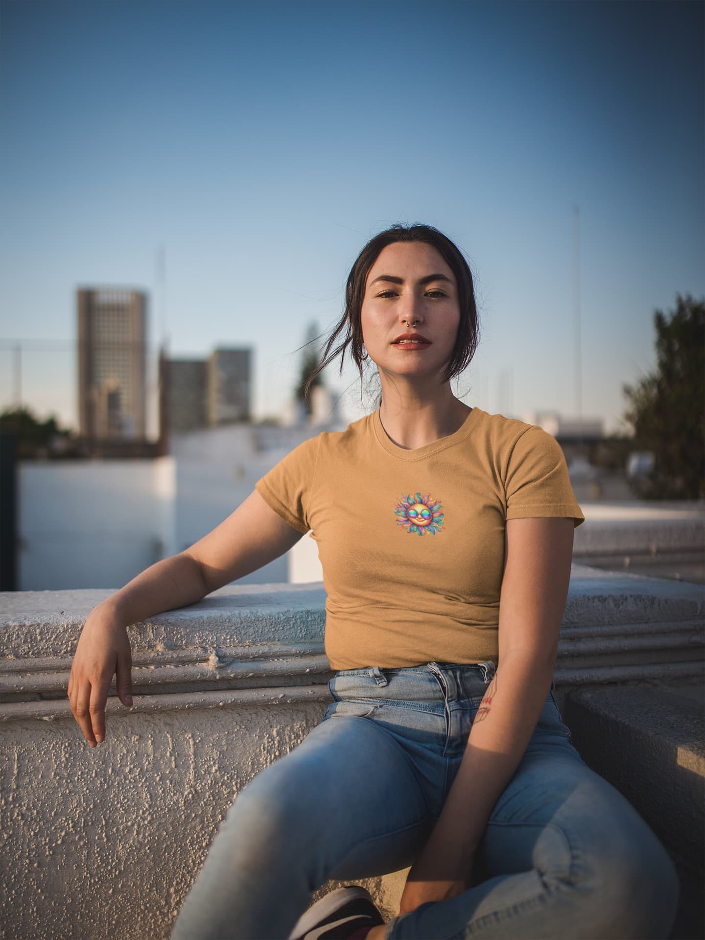 Women's Mustard Yellow Round Neck T-shirts