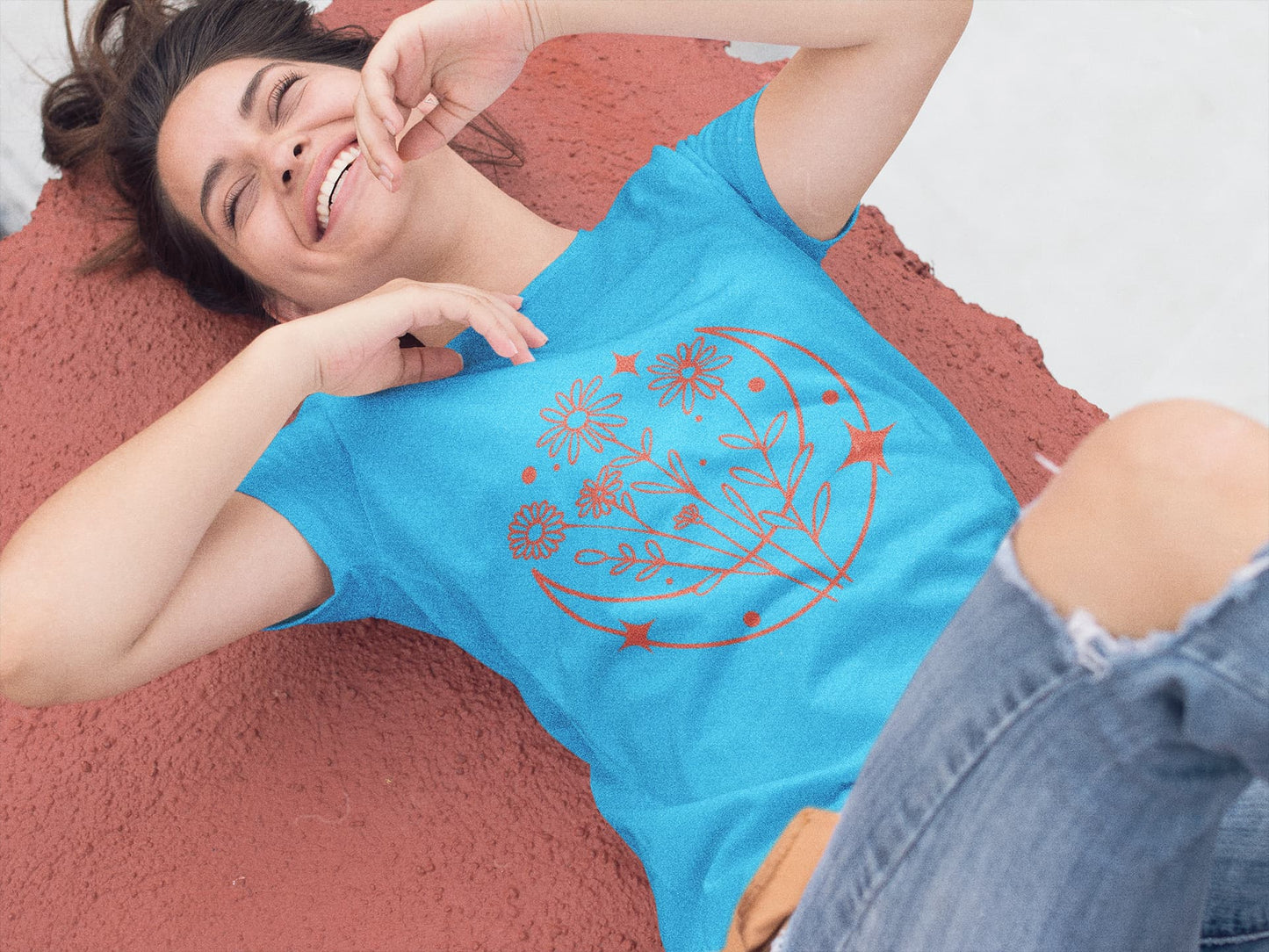 Women's Sky Blue Round Neck T-shirts