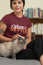 WOMENS MAROON ROUNDNECK T-SHIRT