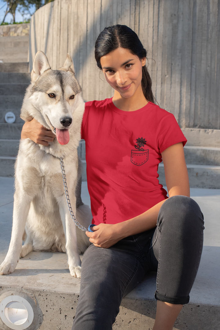 WOMENS RED ROUNDNECK T-SHIRT