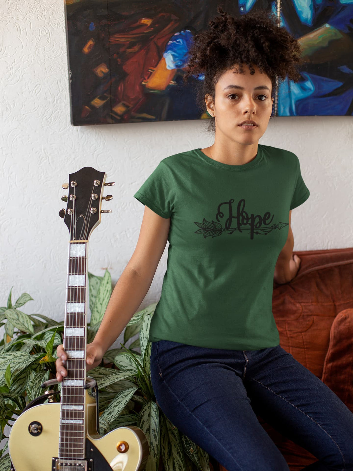 Karavirs® Unfinished Olive Green graphic tee for women India
