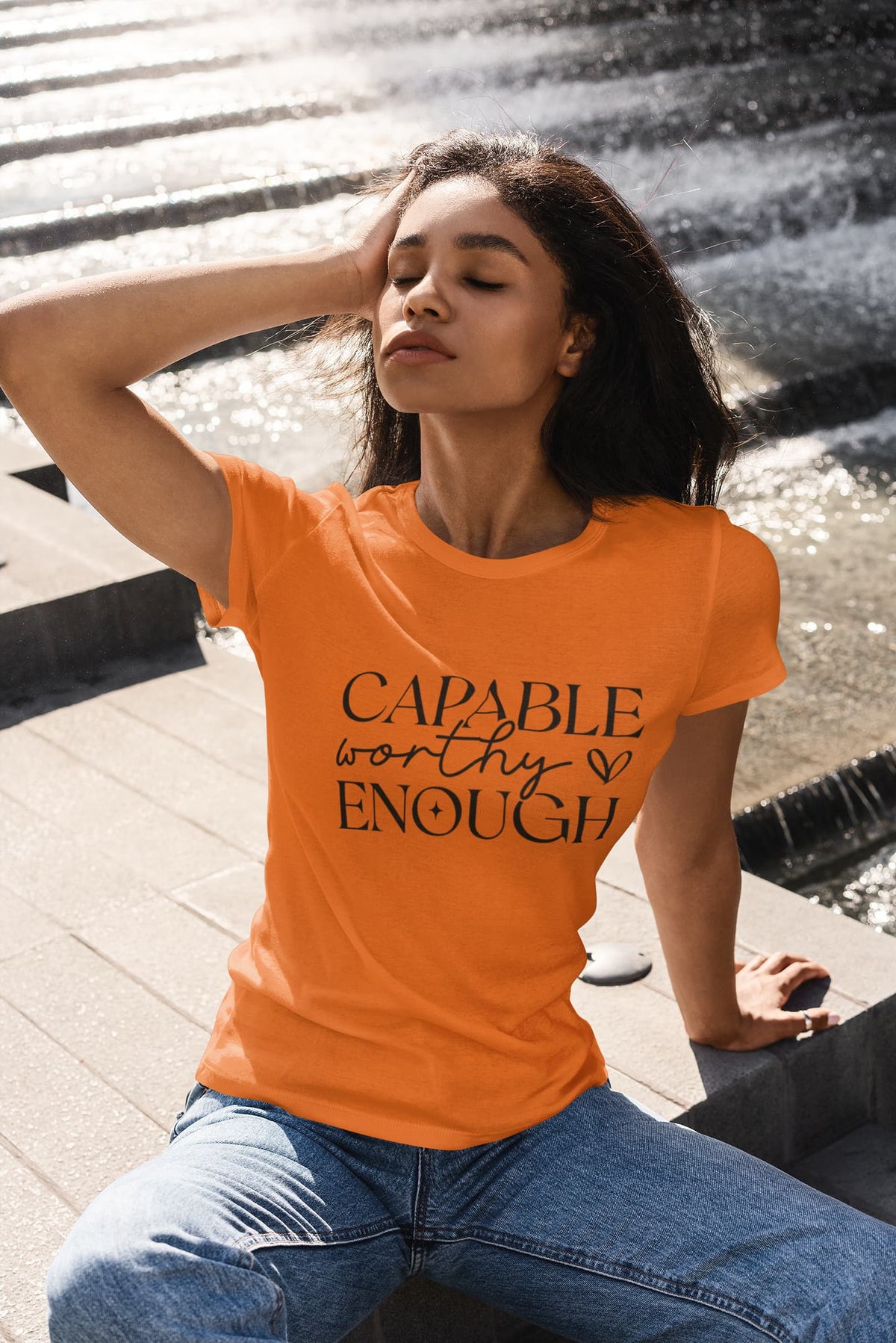 Karavirs® Capable Orange graphic tee for women India