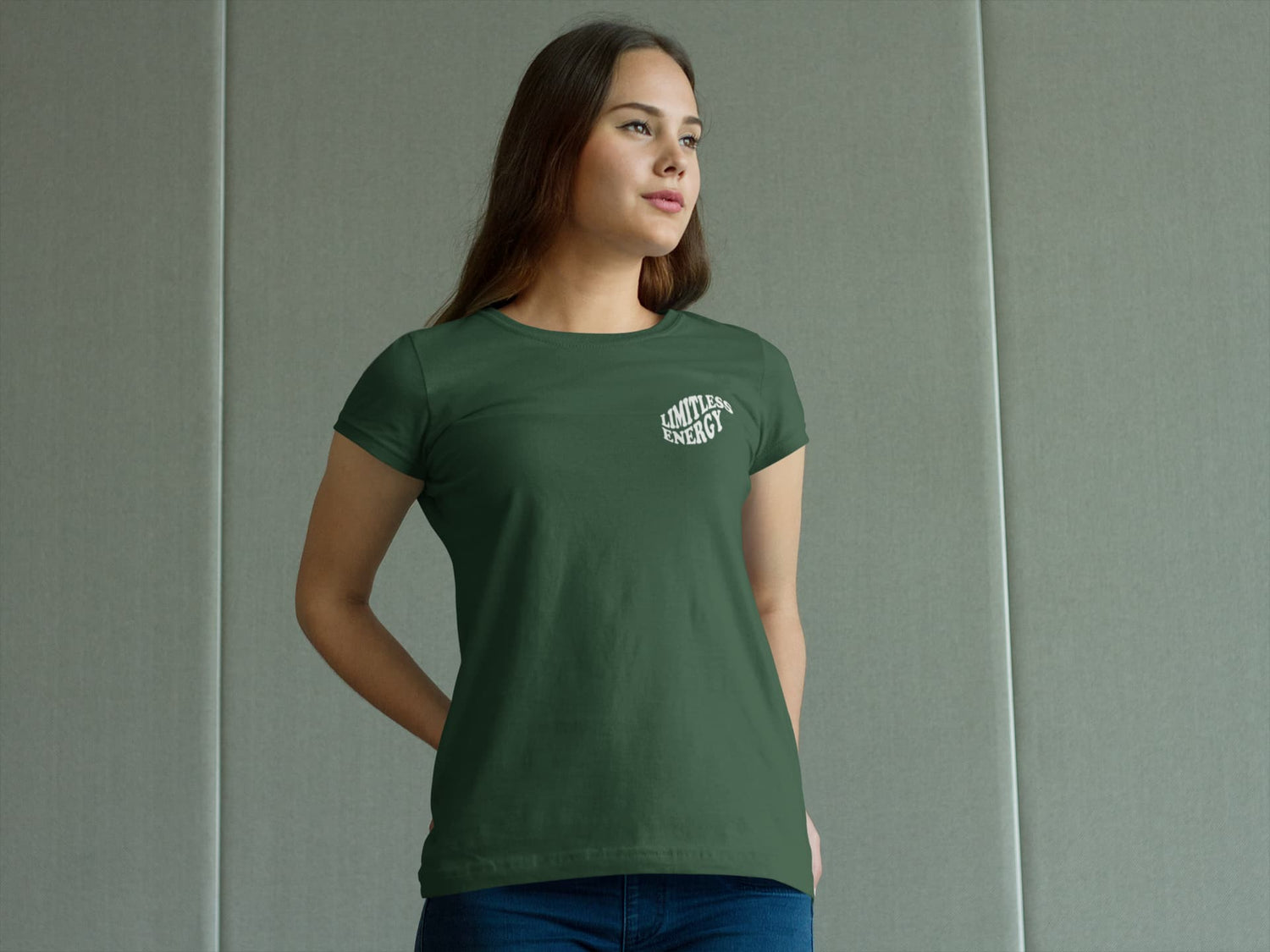WOMENS OLIVE GREEN ROUNDNECK T-SHIRT